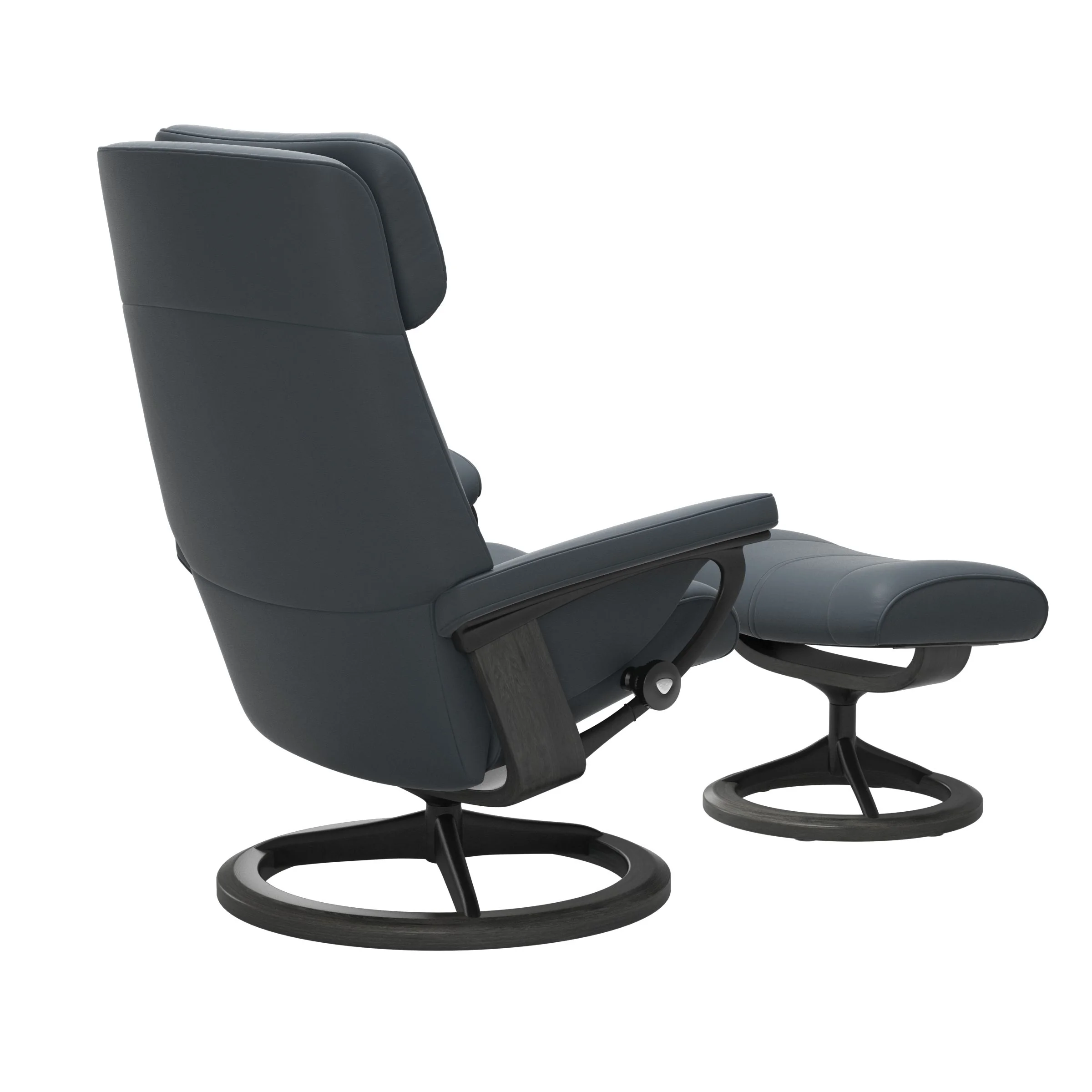 Stressless Paul Signature Sessel mit Hocker M Leder Batick Grau Mattschwarz