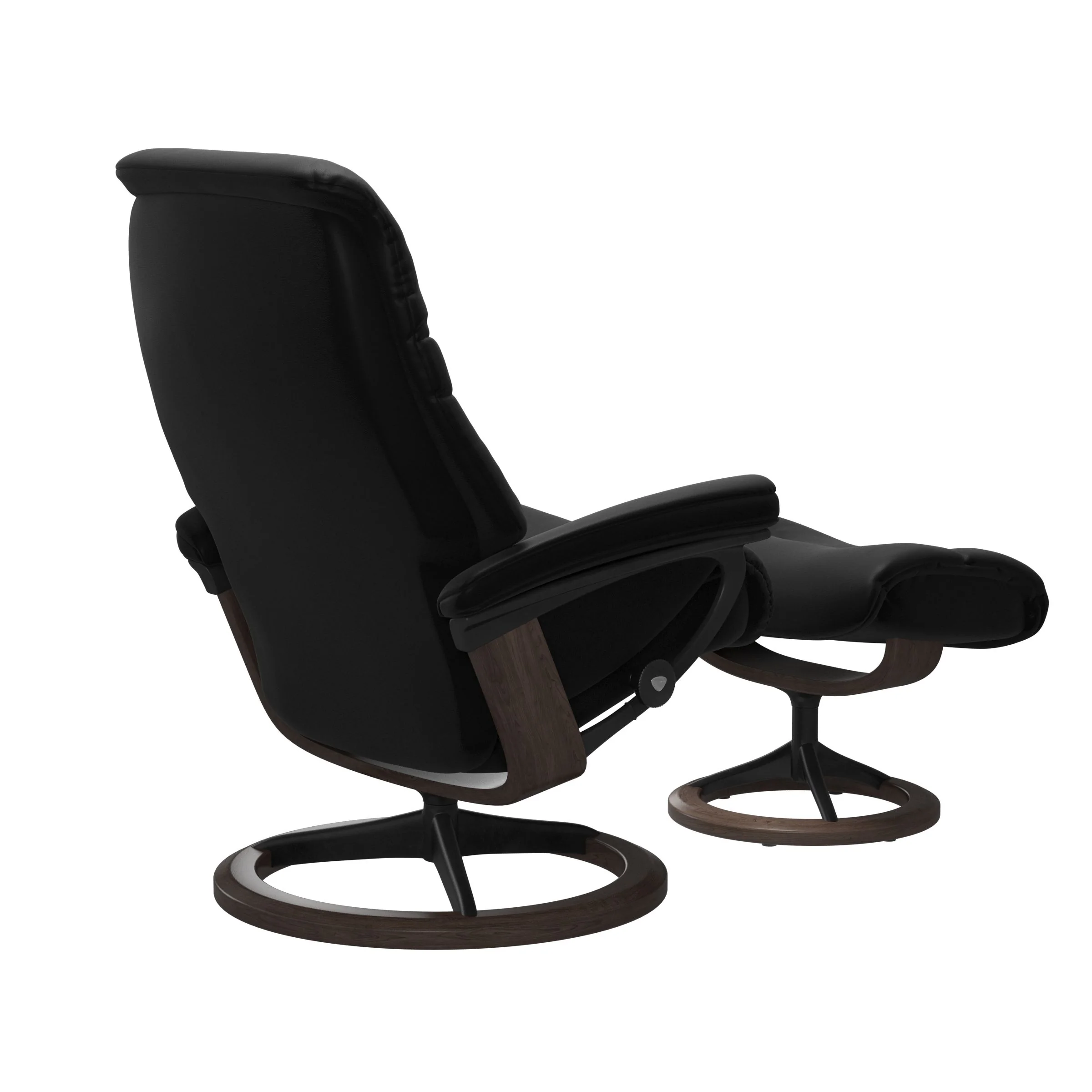 Stressless Sunrise Signature Sessel mit Hocker M Leder Batick Black Wenge Mattschwarz