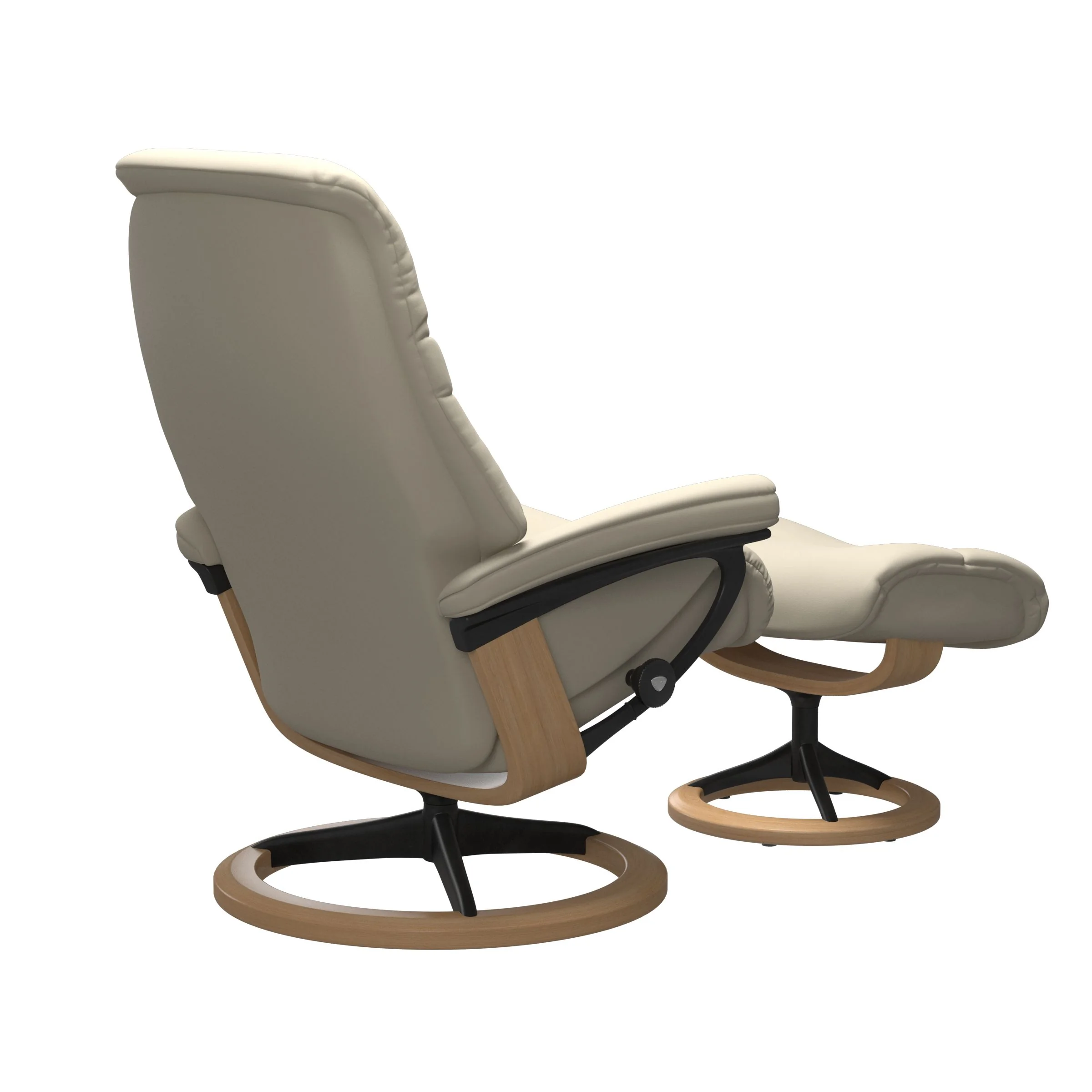 Stressless Sunrise Signature Sessel mit Hocker M Leder Batick Cream Eiche Mattschwarz