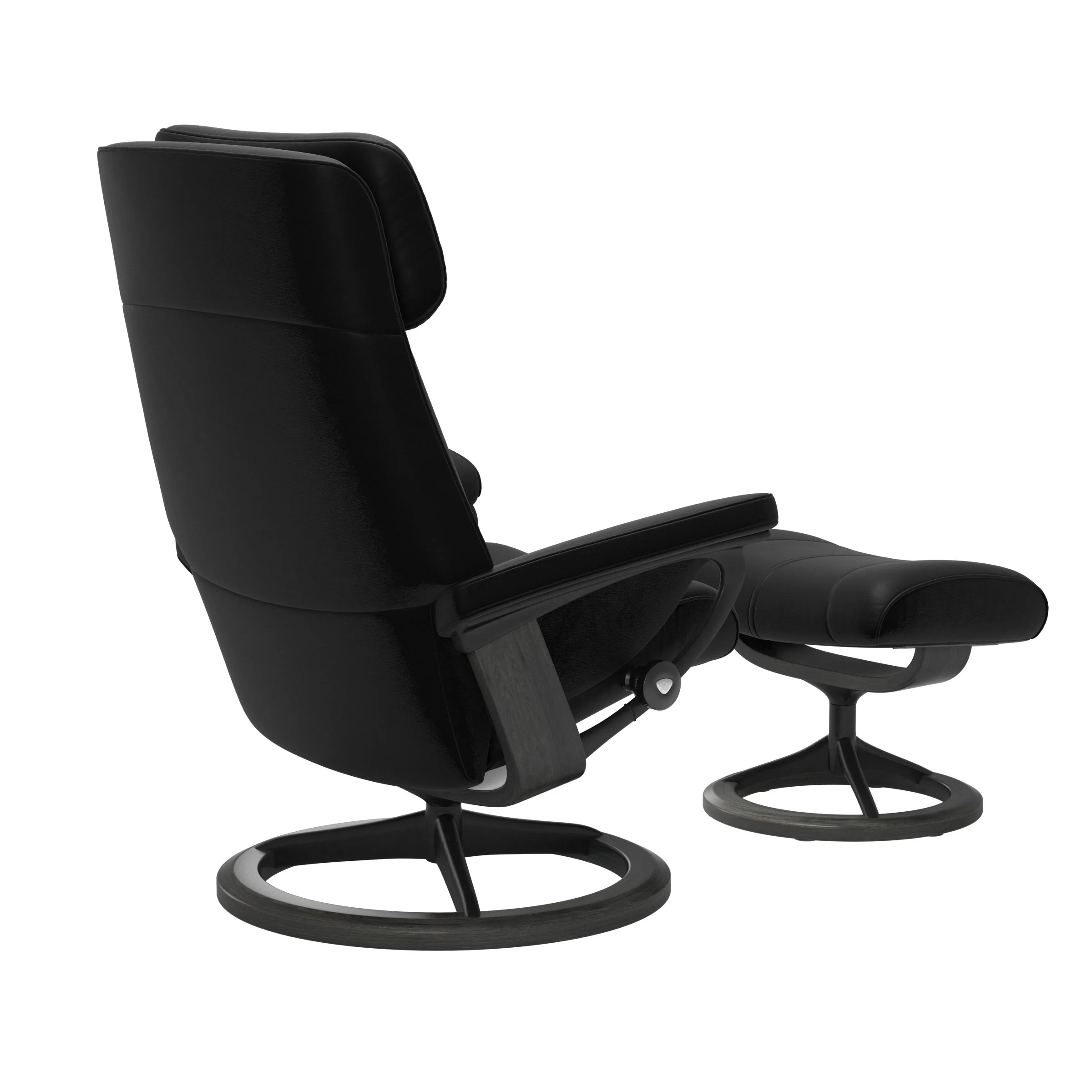 Stressless Paul Signature Sessel mit Hocker M Leder Batick Black Grau Mattschwarz