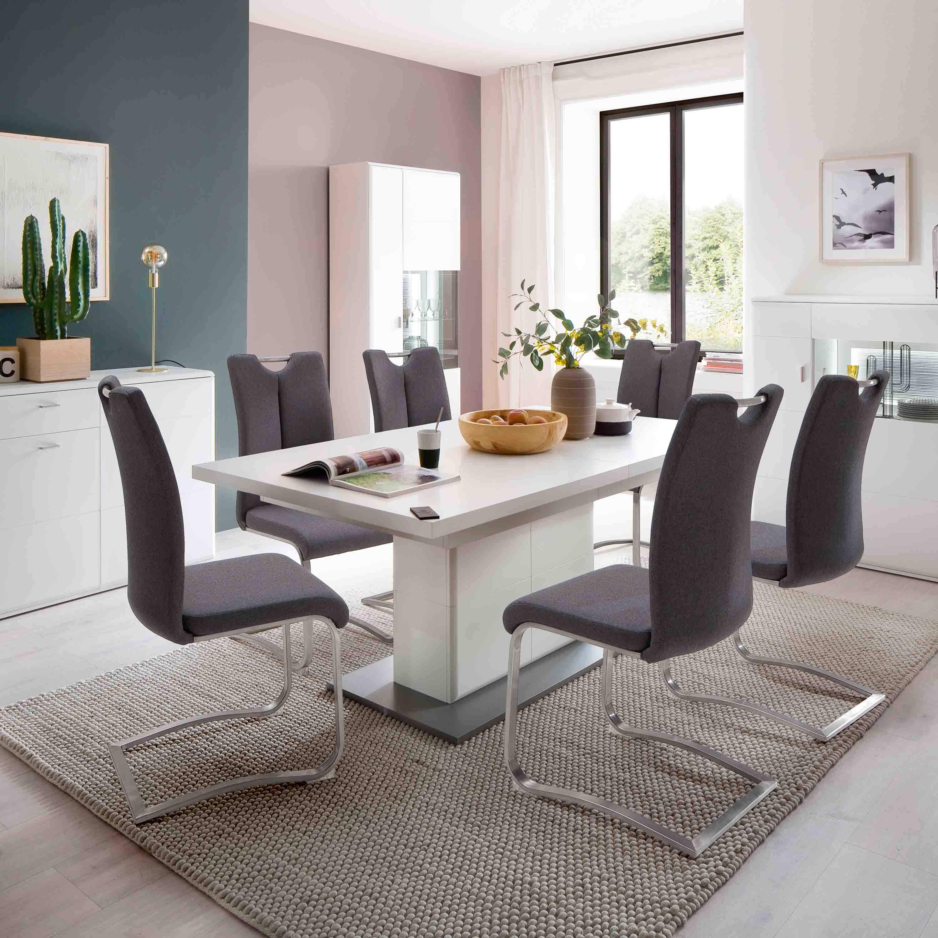 MCA Furniture Schwingstuhl Artos Stoffbezug 2er-Set mit Griffloch Anthrazit