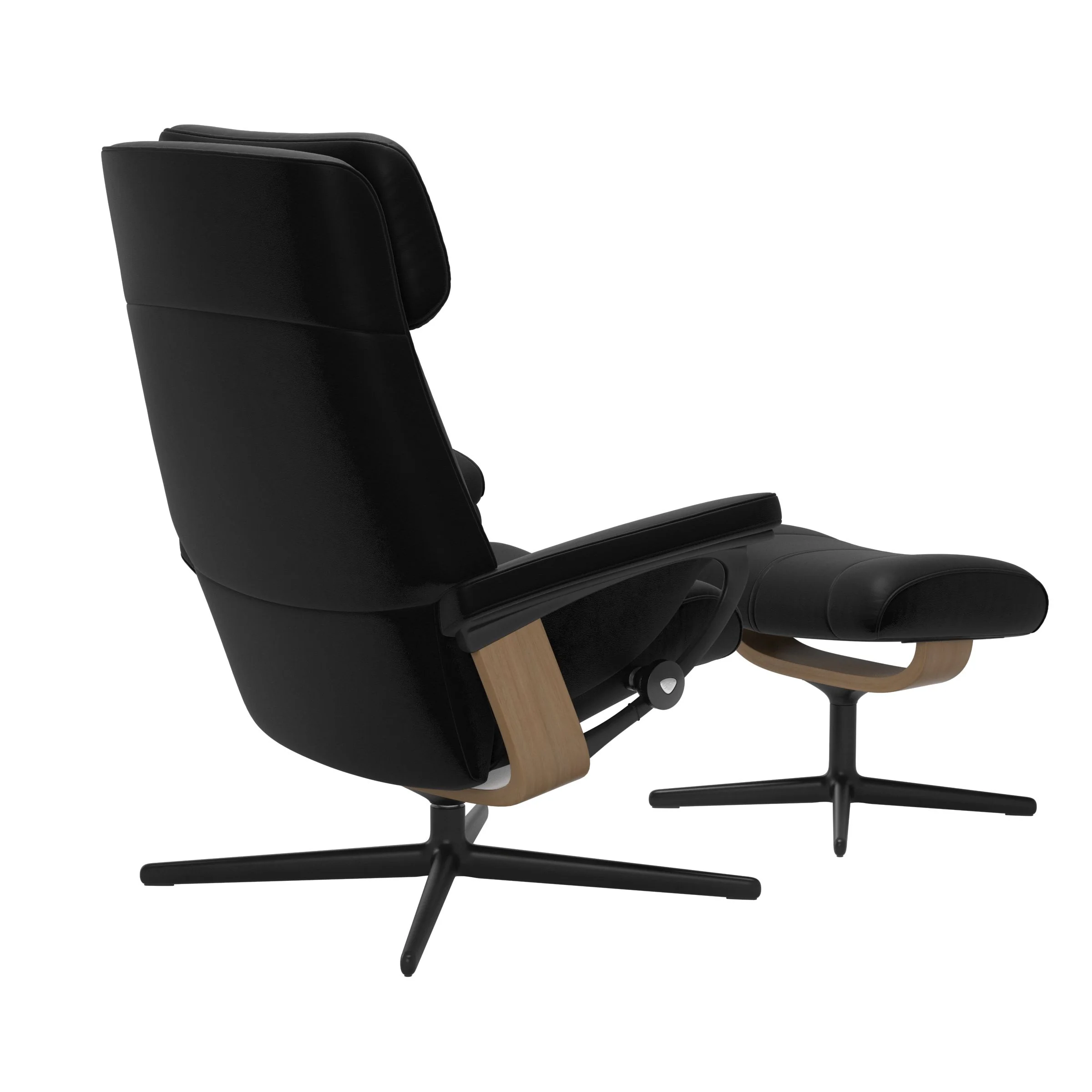 Stressless Paul Cross Sessel mit Hocker M Leder Batick Black Eiche Mattschwarz
