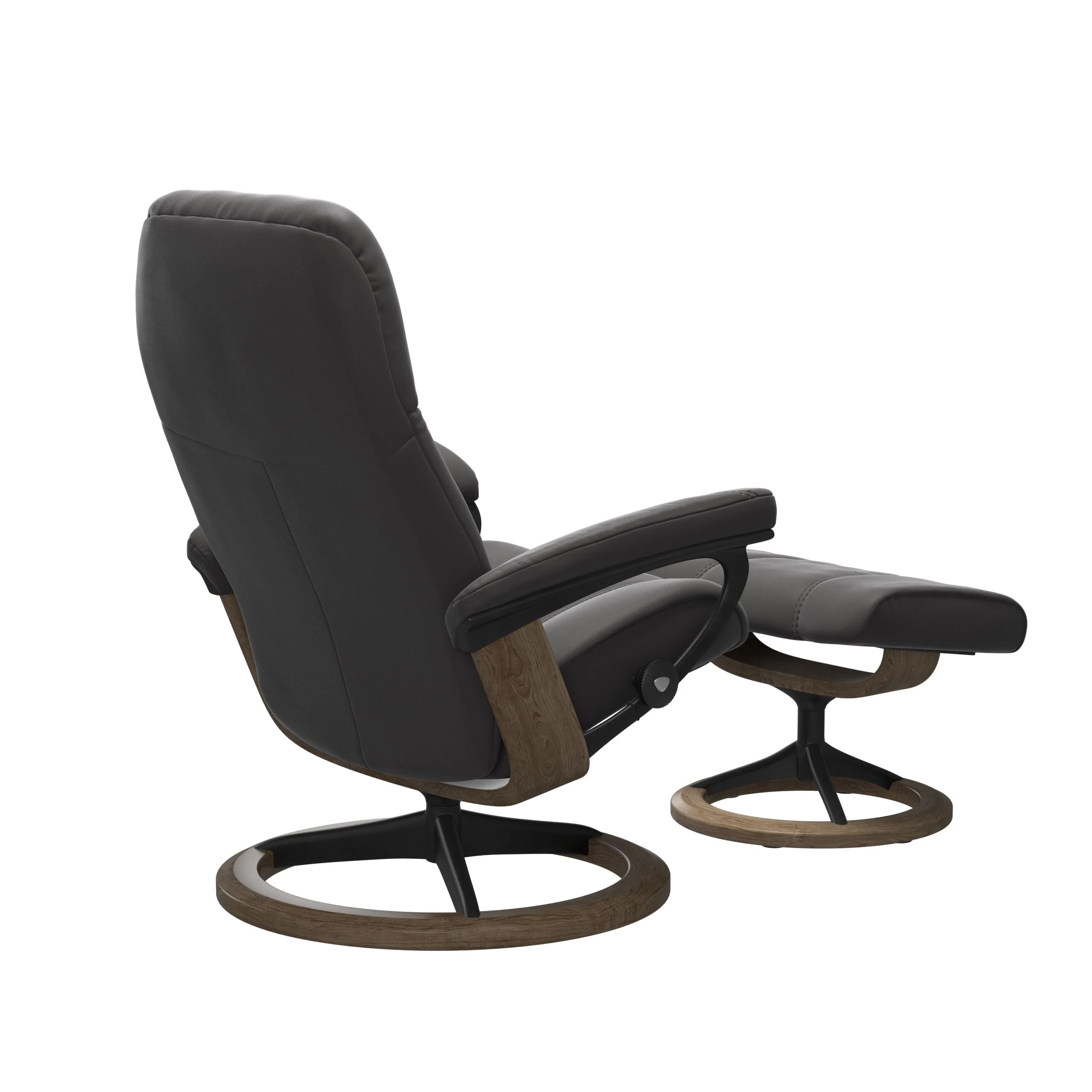 Stressless Consul Signature Sessel mit Hocker M Leder Paloma Rock Mattschwarz