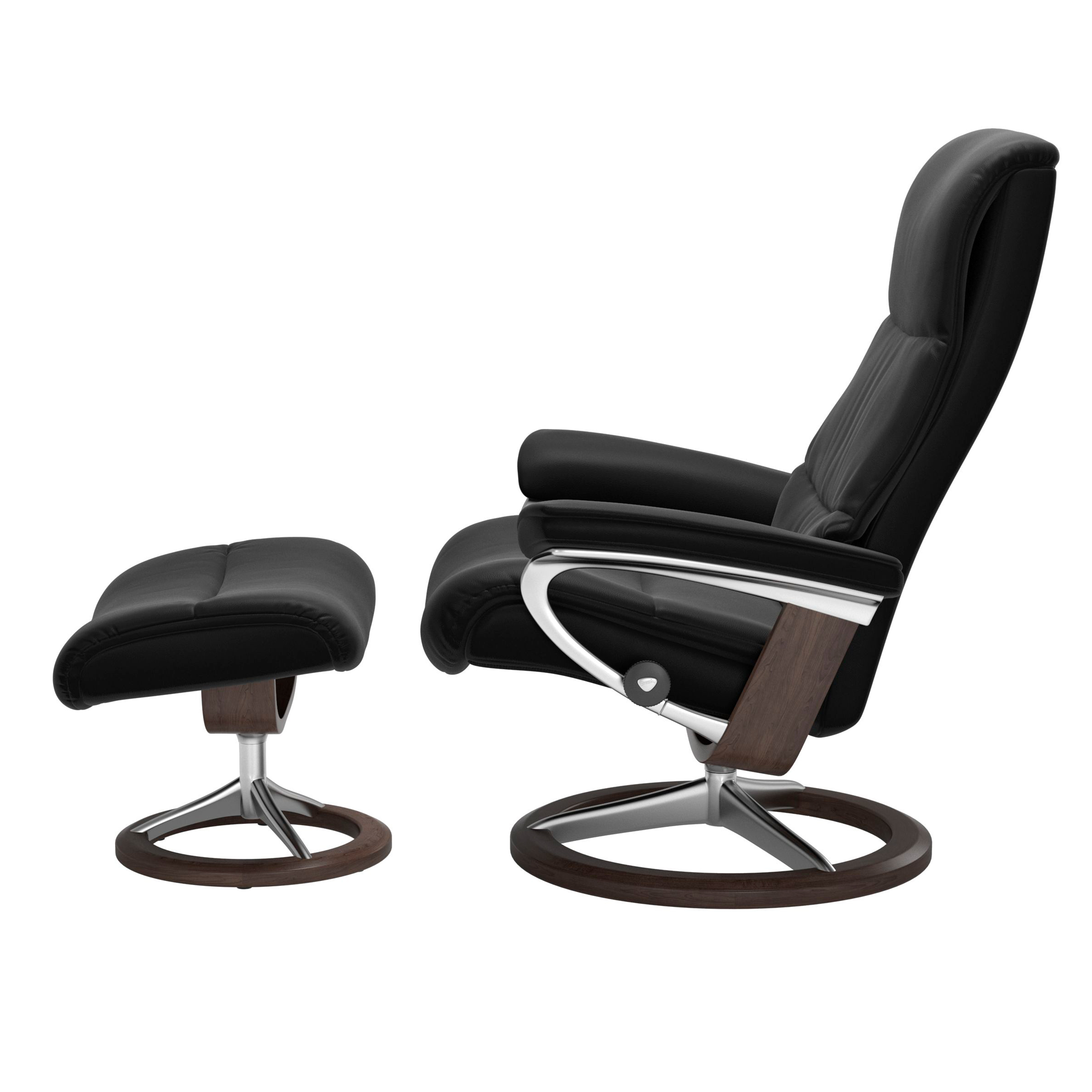 Stressless View Signature Sessel mit Hocker M Leder Paloma Black Wenge Chrom