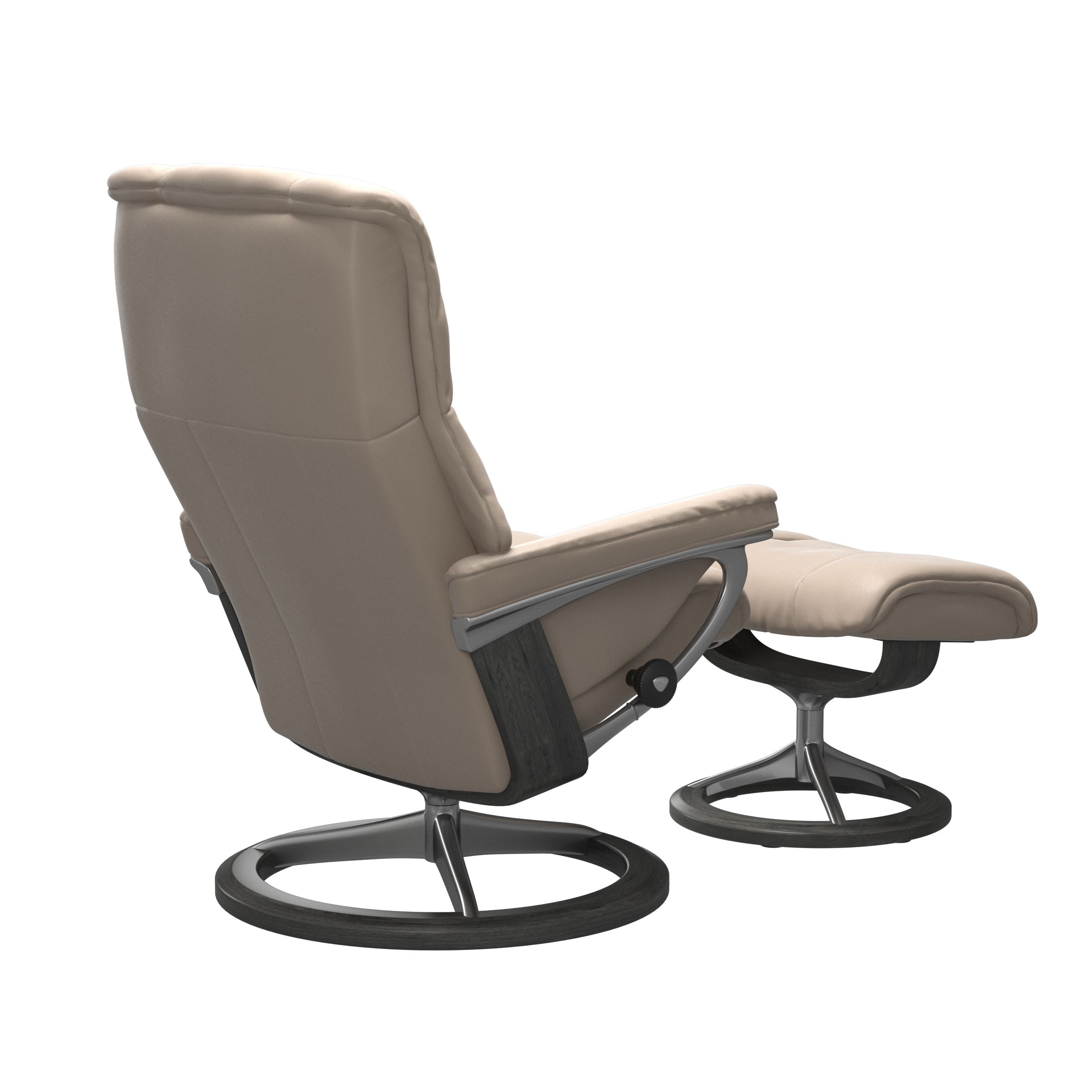 Stressless Mayfair Signature Sessel mit Hocker M Leder Cori Vanilla Grau Chrom