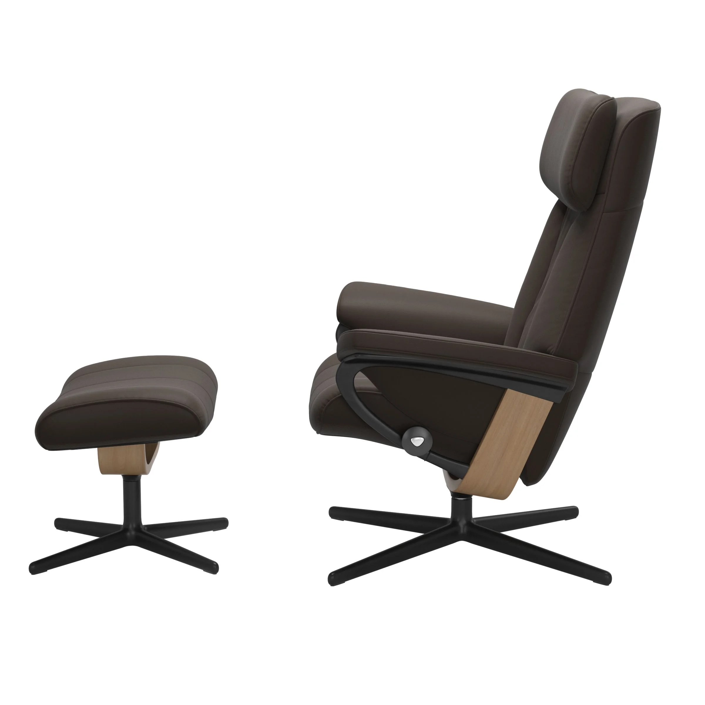 Stressless Paul Cross Sessel mit Hocker M Leder Batick Eiche Mattschwarz