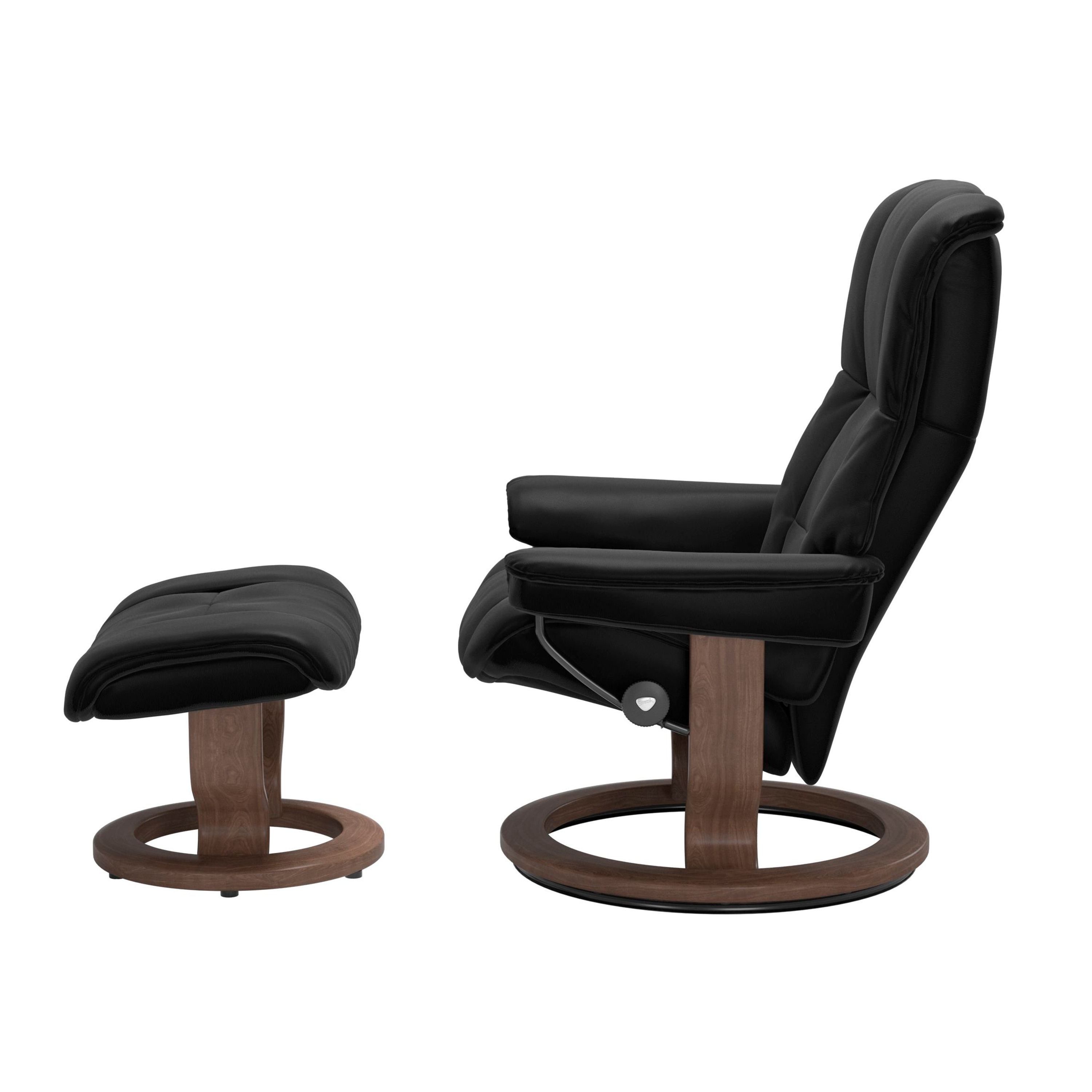 Stressless Mayfair Classic Sessel mit Hocker M Leder Batick Black Walnuss 