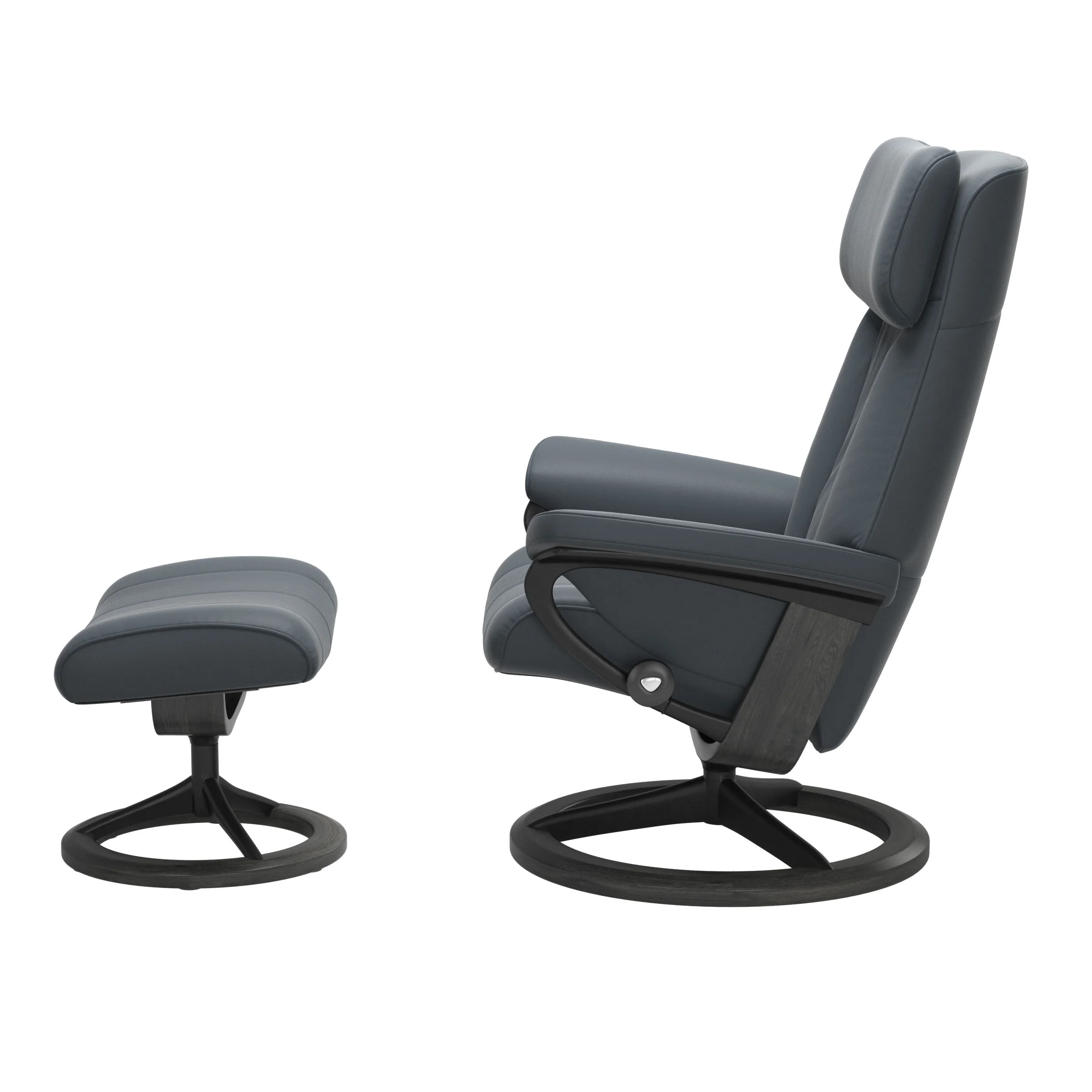 Stressless Paul Signature Sessel mit Hocker M Leder Batick Grau Mattschwarz