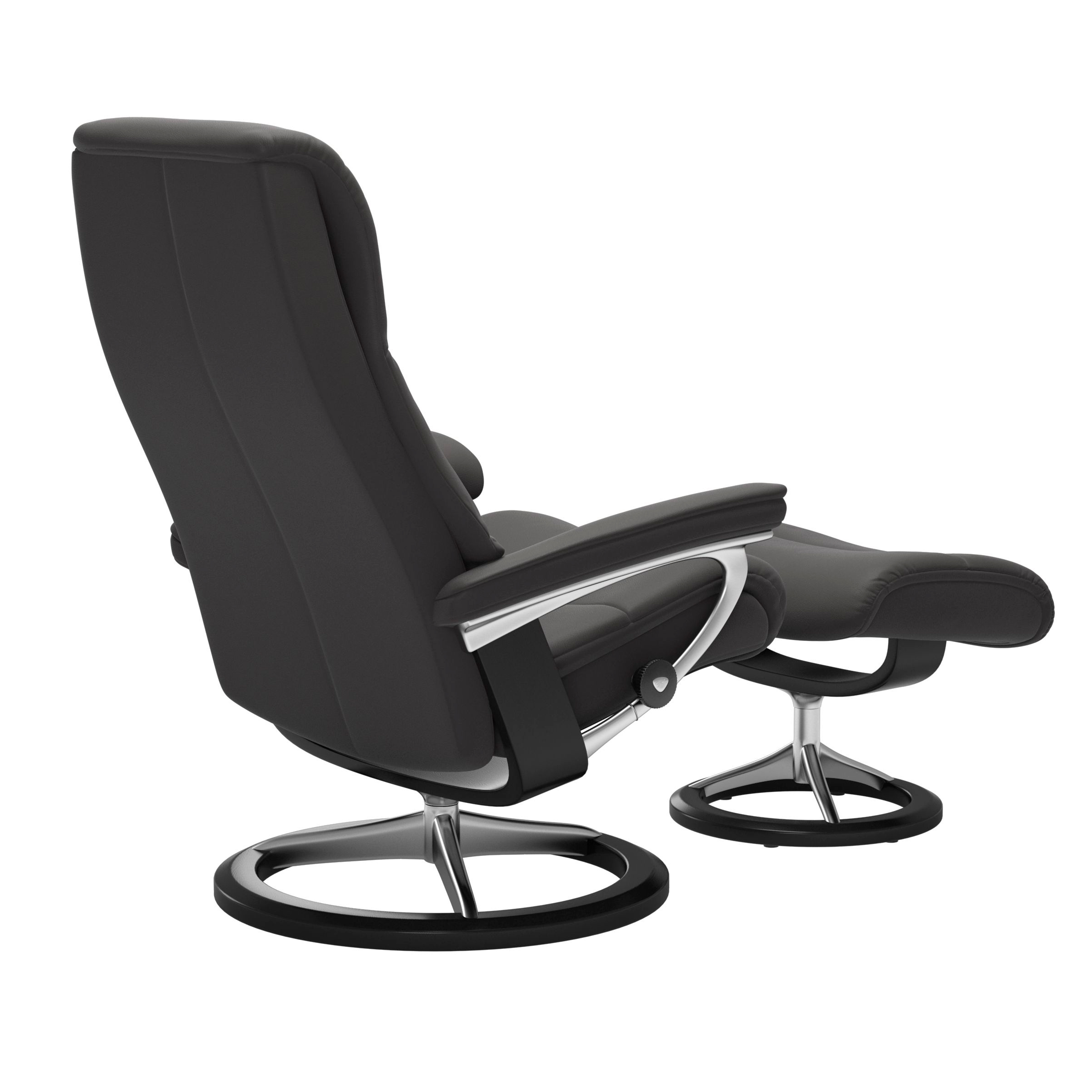 Stressless View Signature Sessel mit Hocker M Leder Paloma Rock Schwarz Chrom