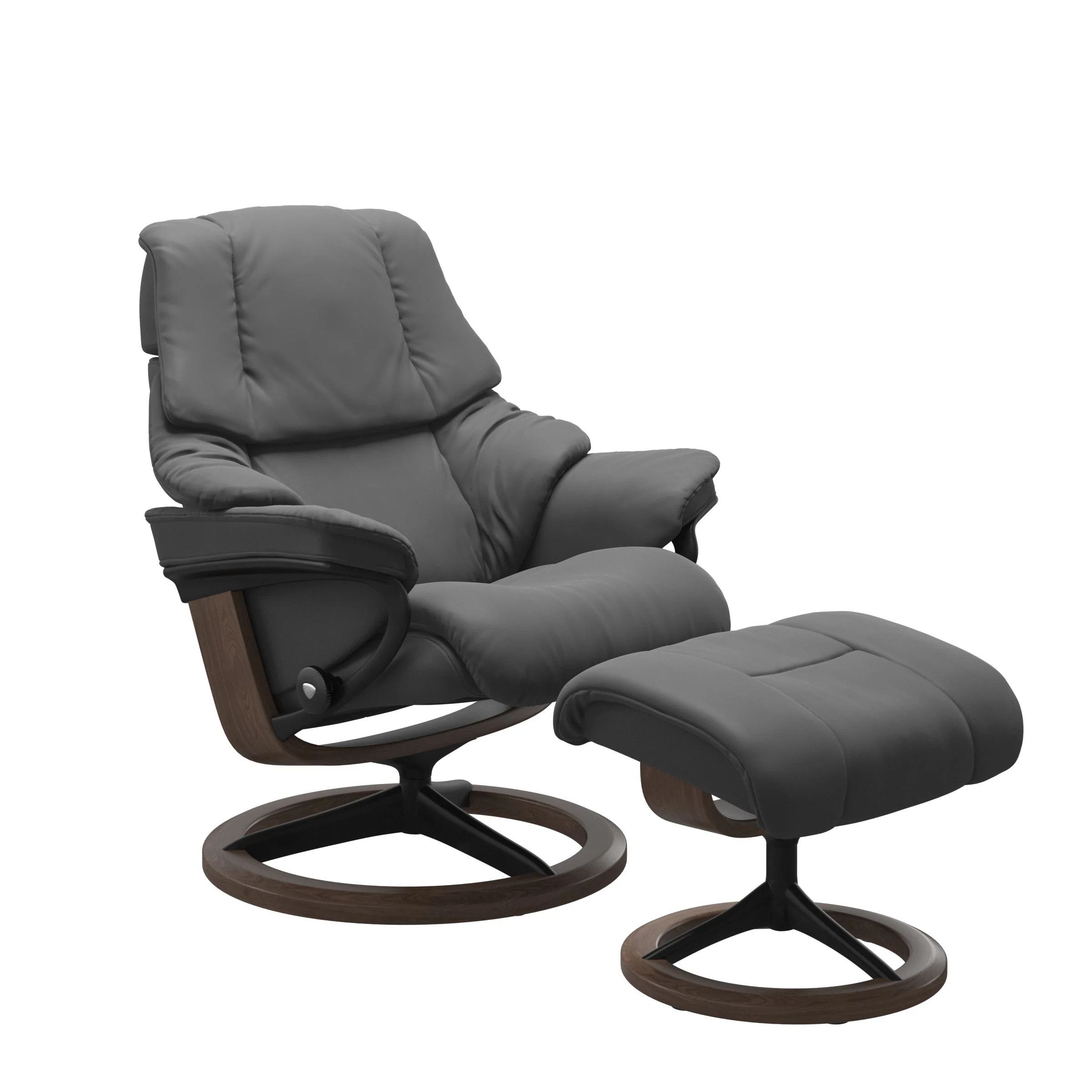 Stressless Reno Signature Sessel mit Hocker M Leder Batick Walnuss Mattschwarz