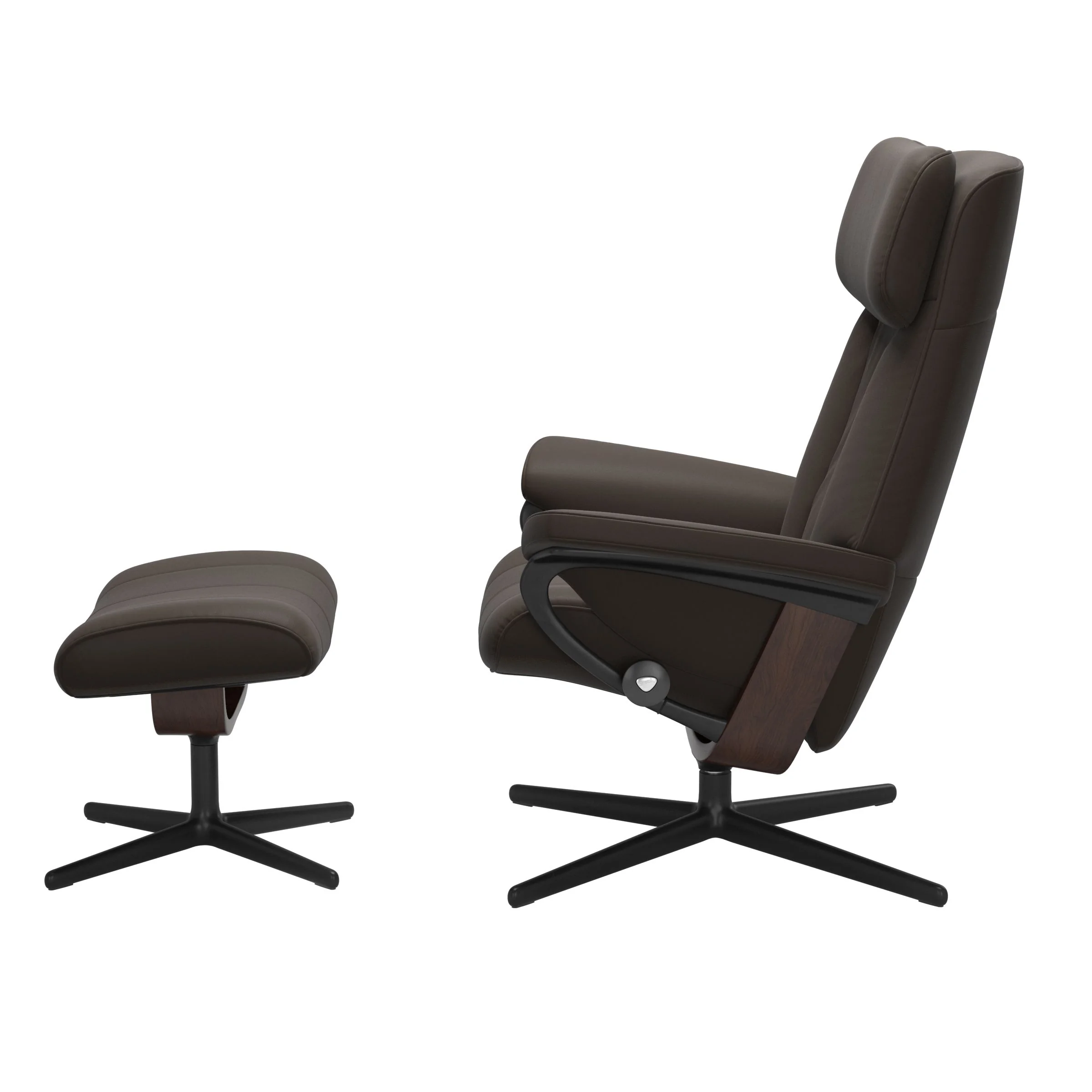 Stressless Paul Cross Sessel mit Hocker M Leder Batick Braun Mattschwarz
