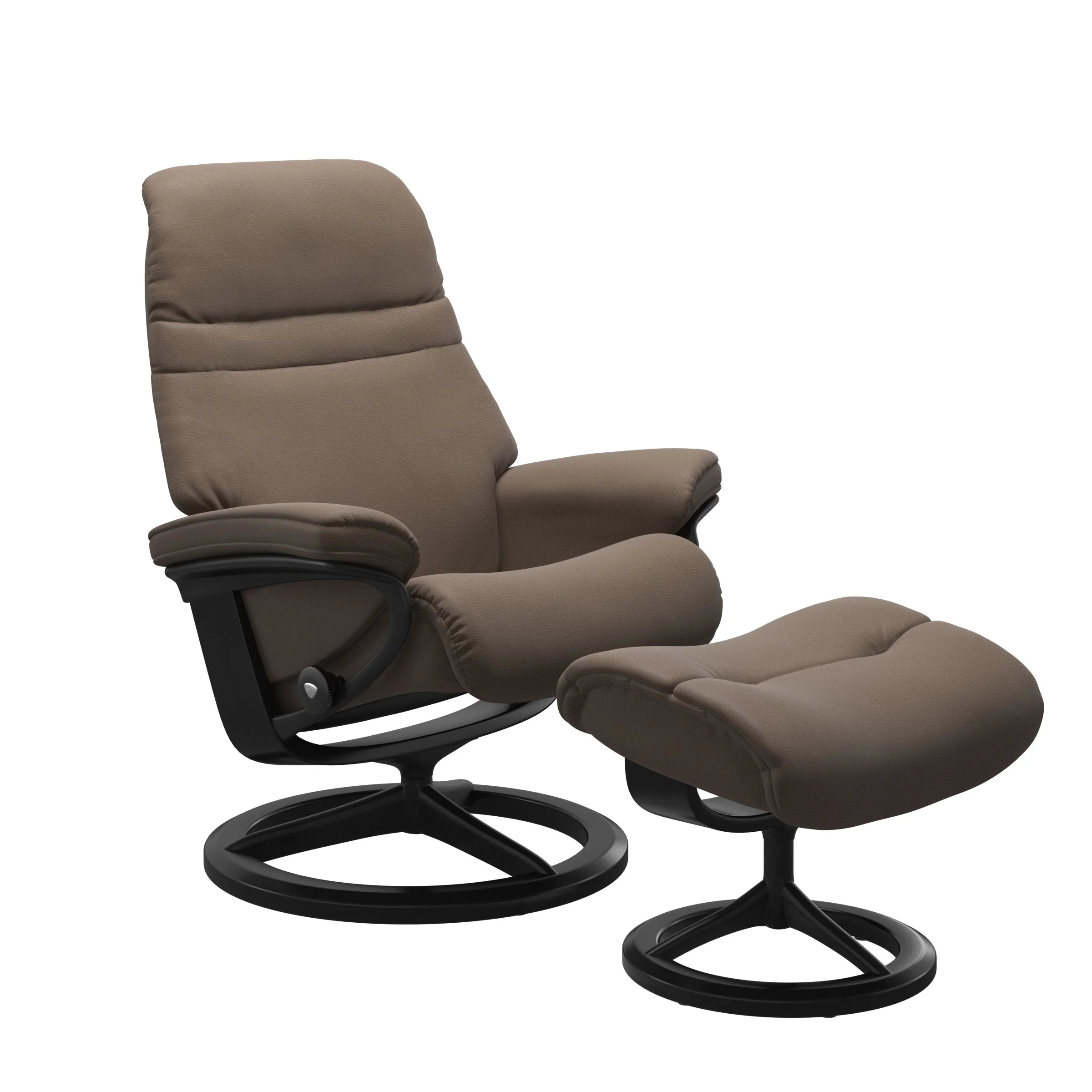 Stressless Sunrise Signature Sessel mit Hocker M Leder Batick Mole Schwarz Mattschwarz
