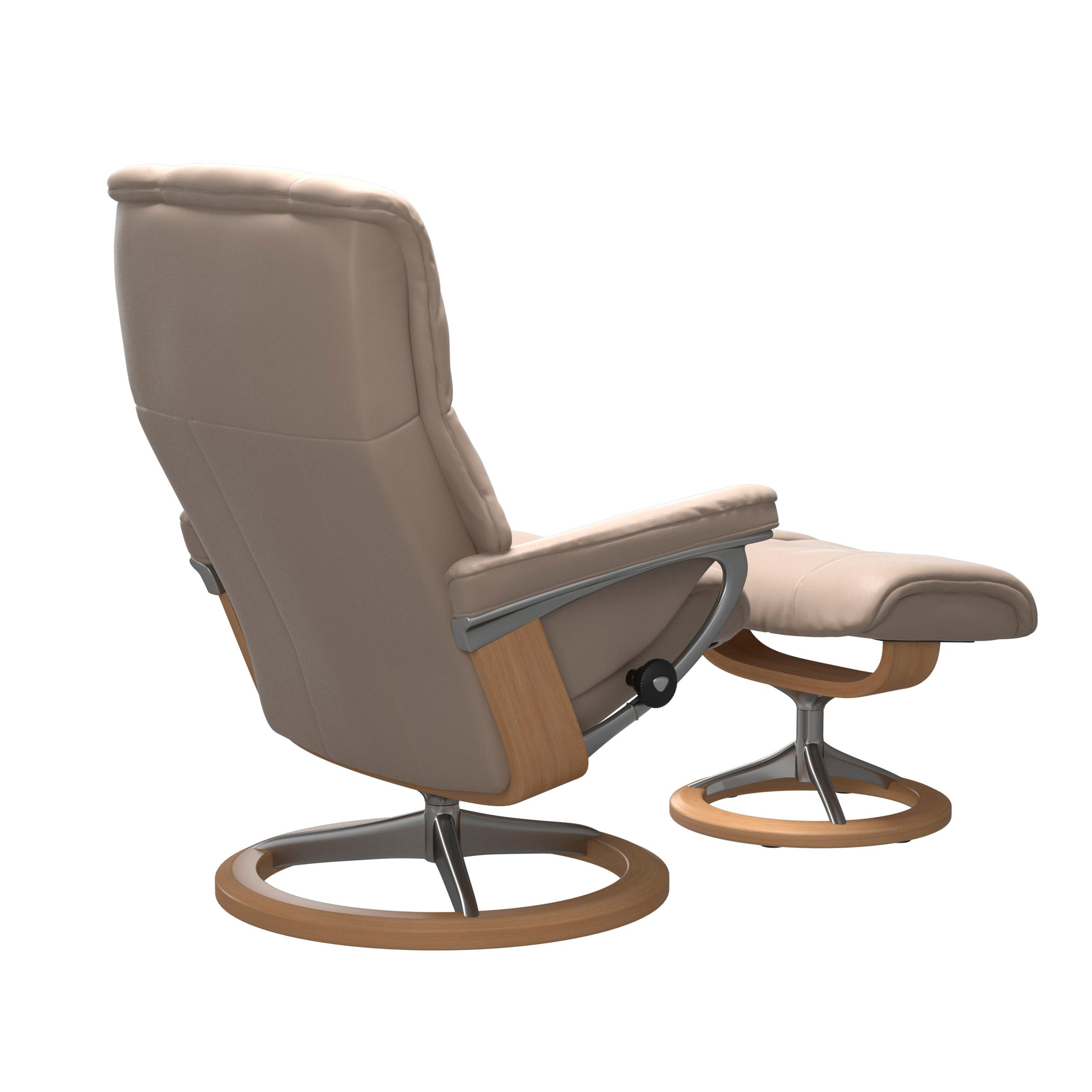 Stressless Mayfair Signature Sessel mit Hocker M Leder Cori Vanilla Eiche Chrom