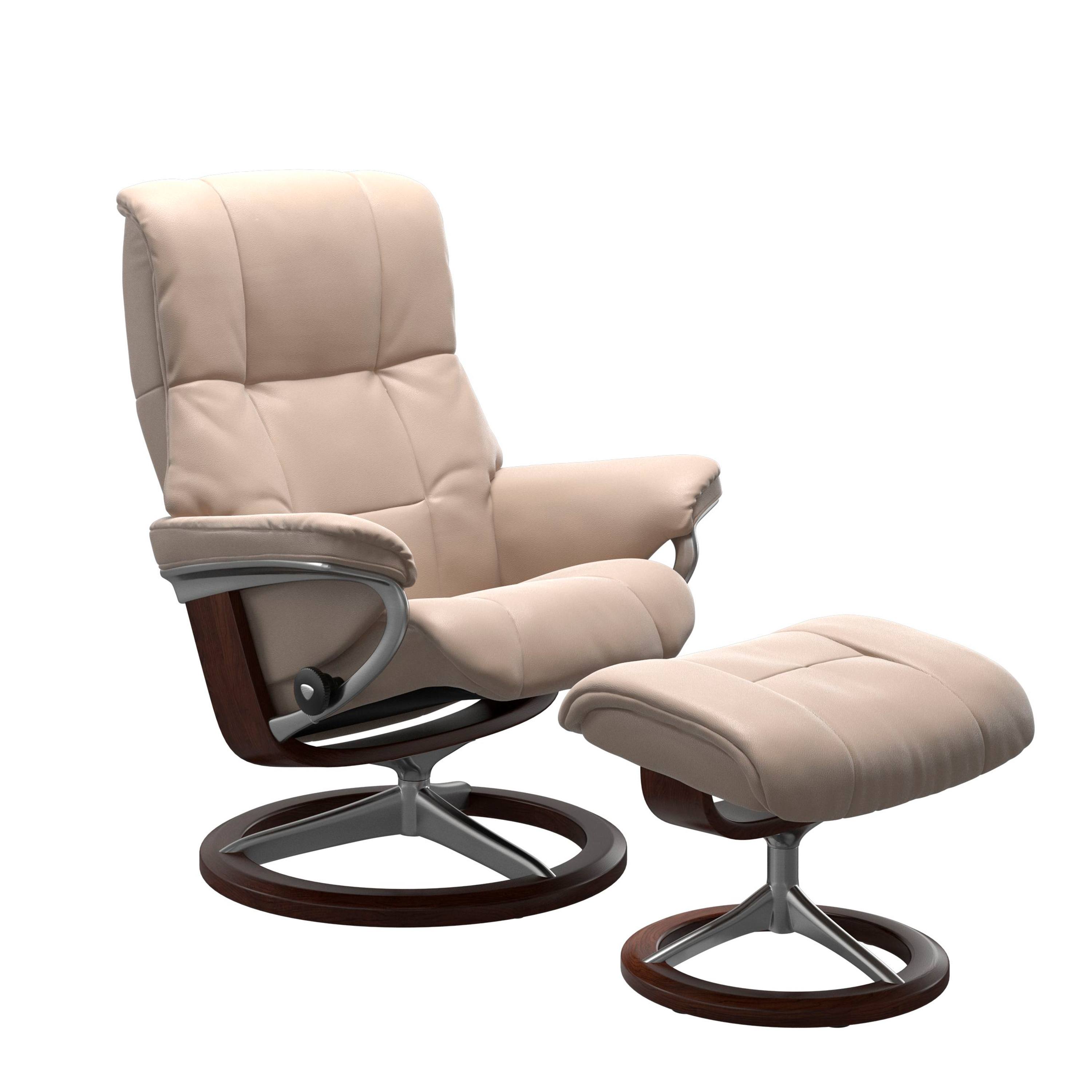 Stressless Mayfair Signature Sessel mit Hocker M Leder Cori Vanilla Braun Chrom