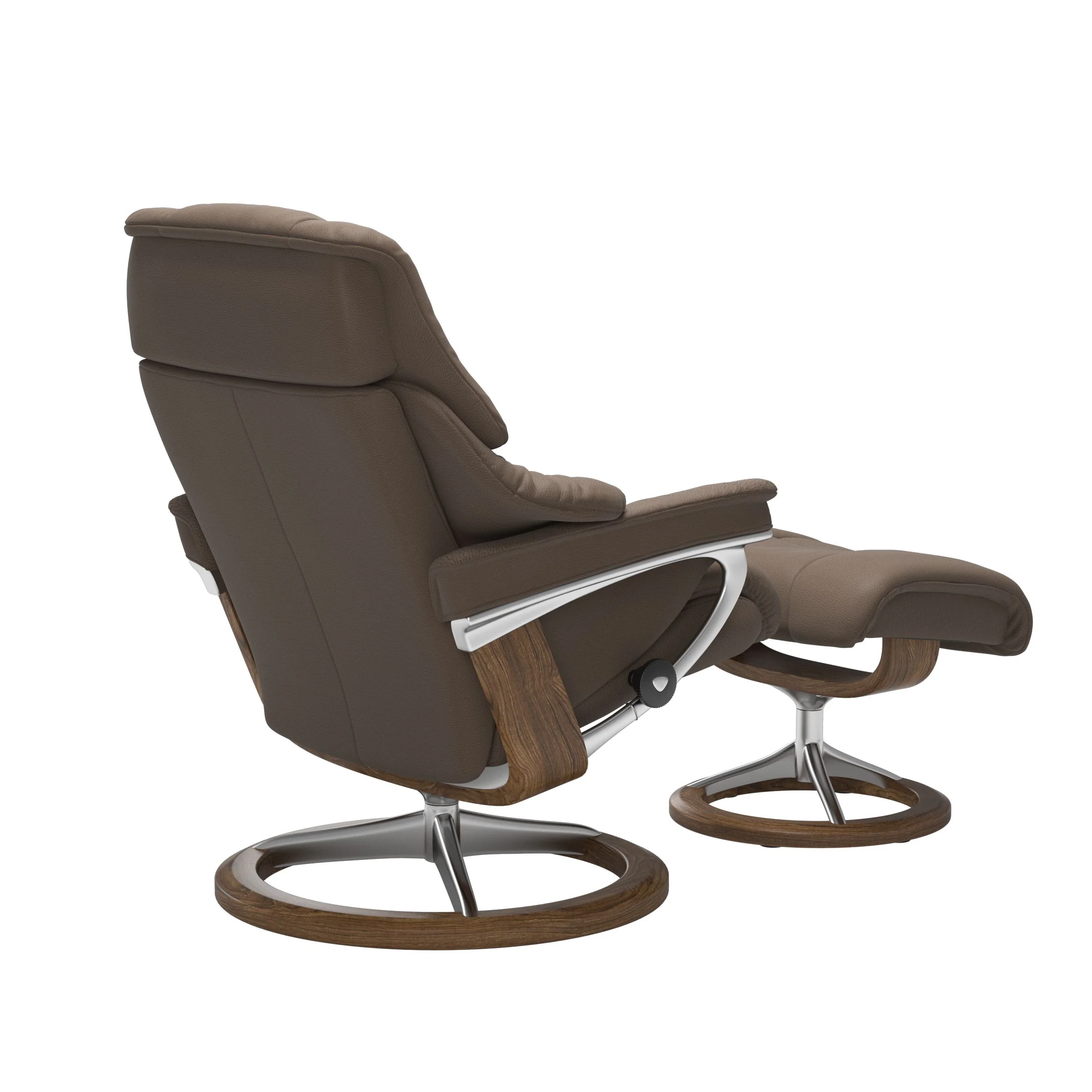 Stressless Reno Signature Sessel mit Hocker M Leder Batick Mole Teak Chrom