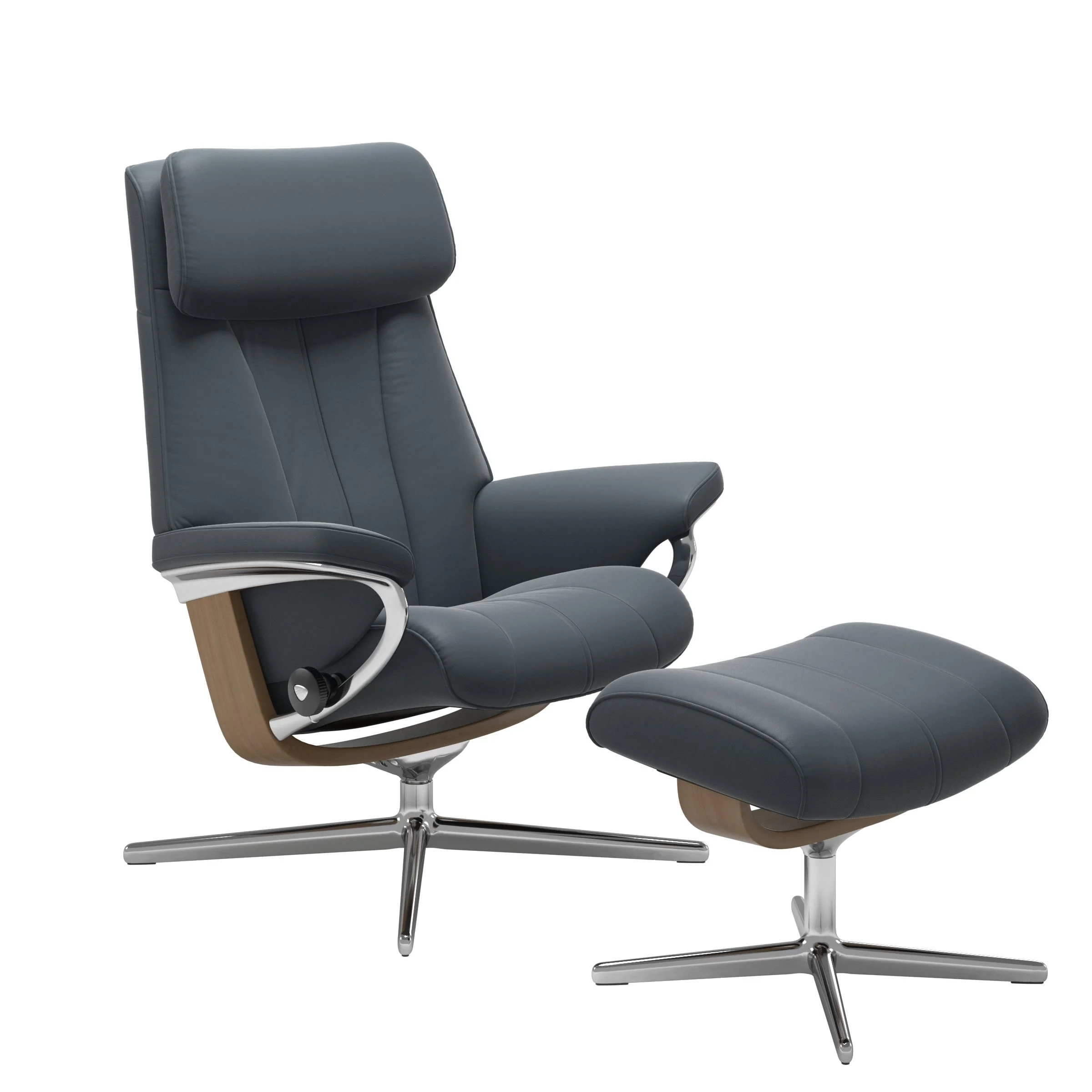 Stressless Paul Cross Sessel mit Hocker M Leder Batick Eiche Chrom