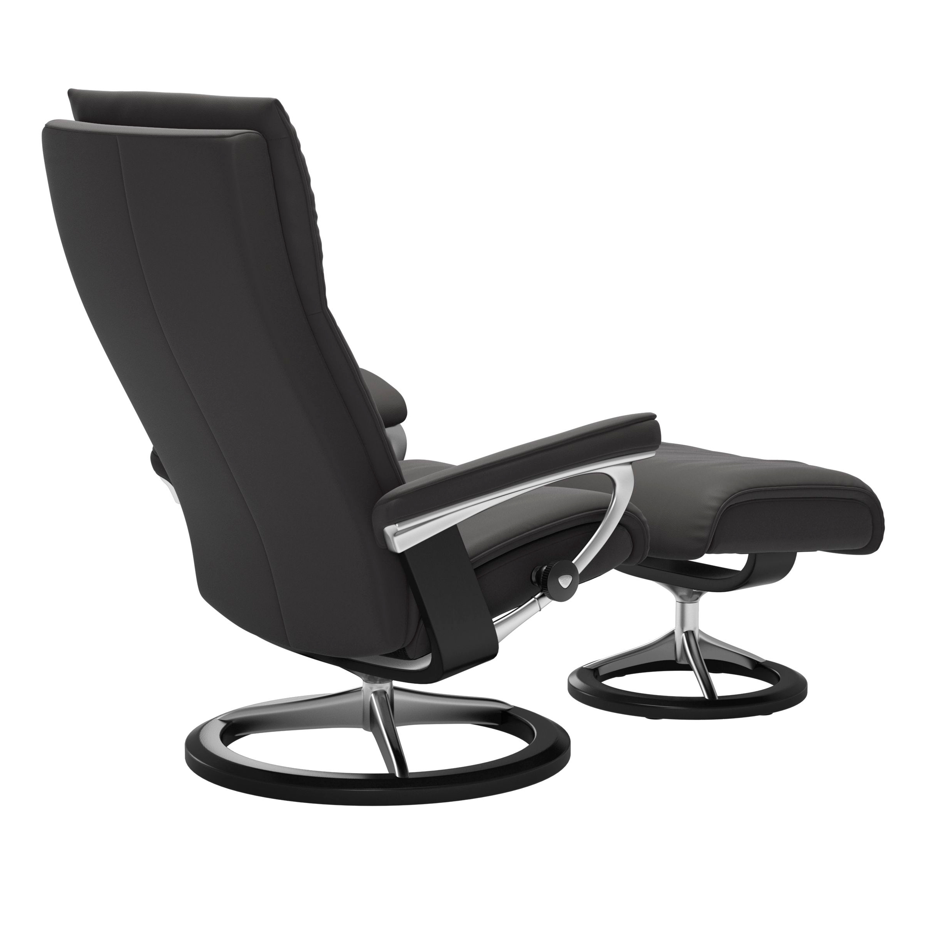 Stressless Aura Signature Sessel mit Hocker M Leder Paloma Rock Schwarz Chrom