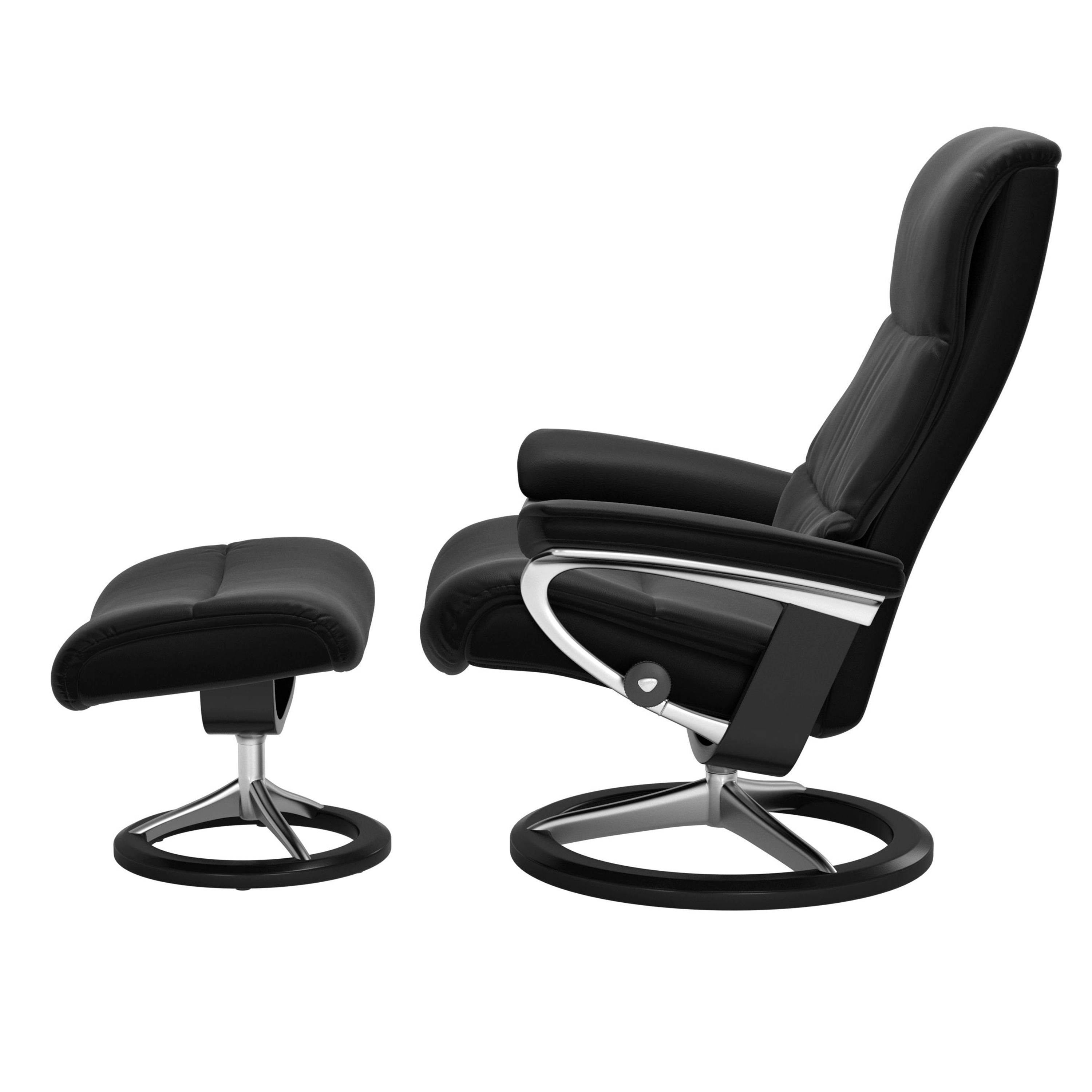 Stressless View Signature Sessel mit Hocker M Leder Paloma Black Schwarz Chrom