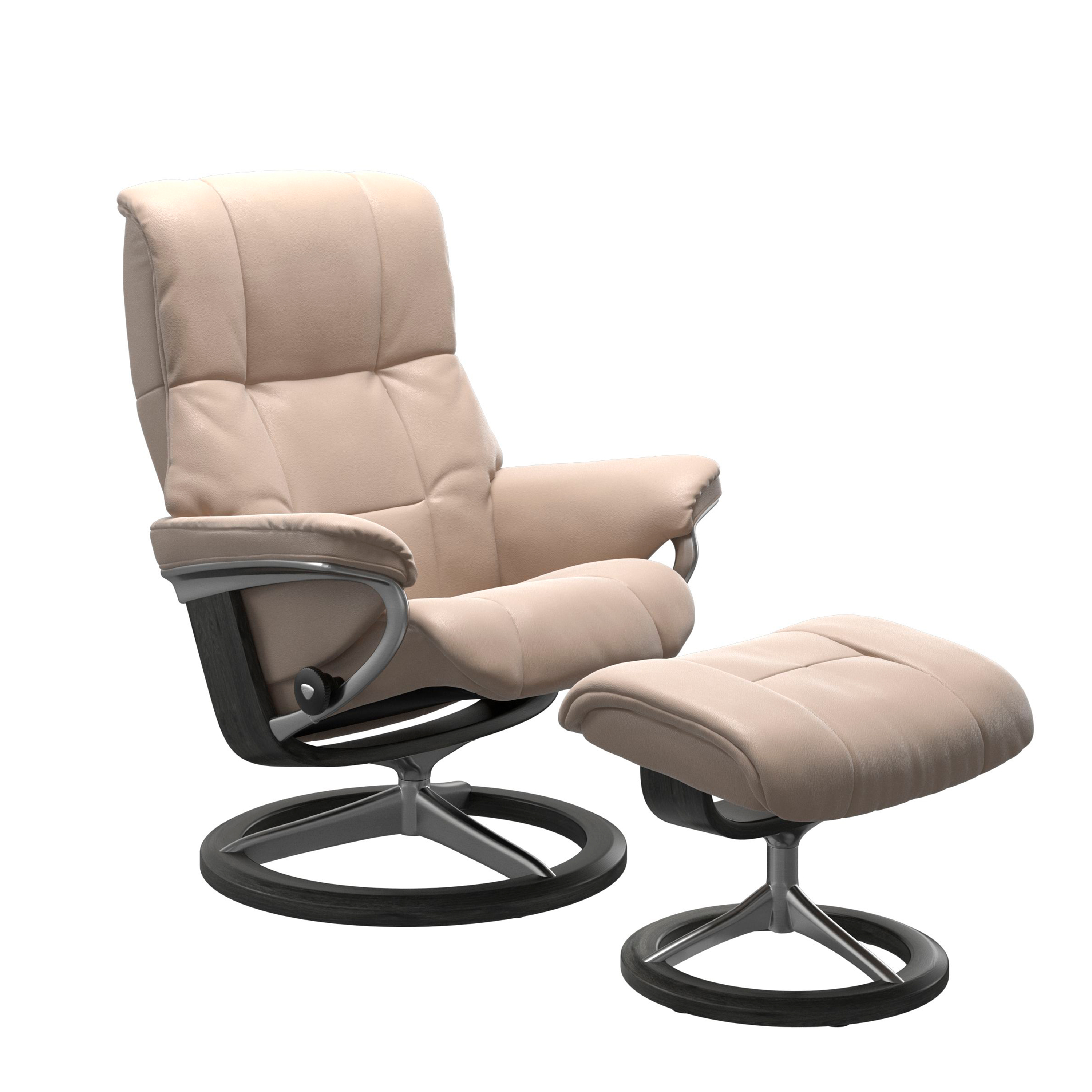 Stressless Mayfair Signature Sessel mit Hocker M Leder Cori Vanilla Grau Chrom