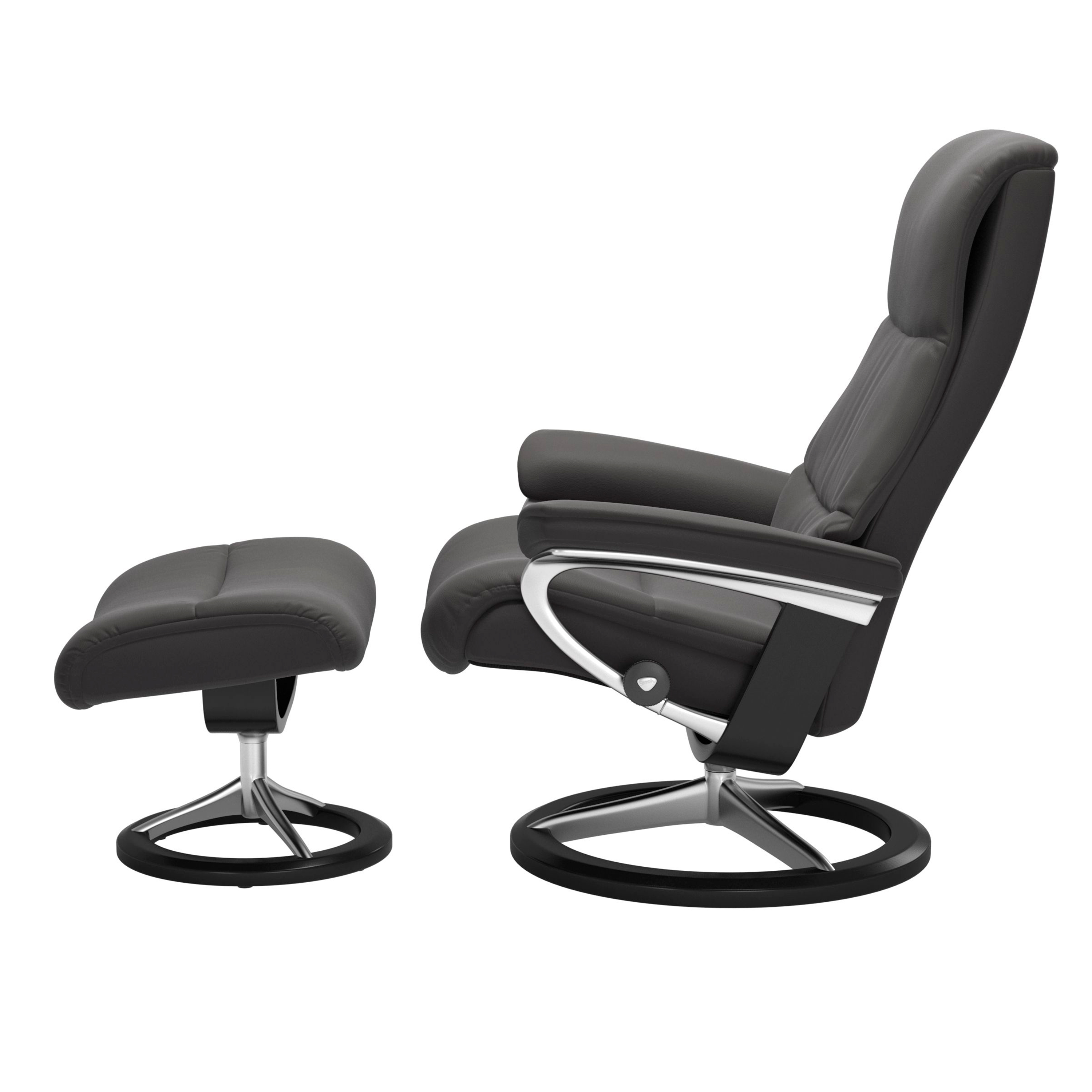 Stressless View Signature Sessel mit Hocker M Leder Paloma Rock Schwarz Chrom