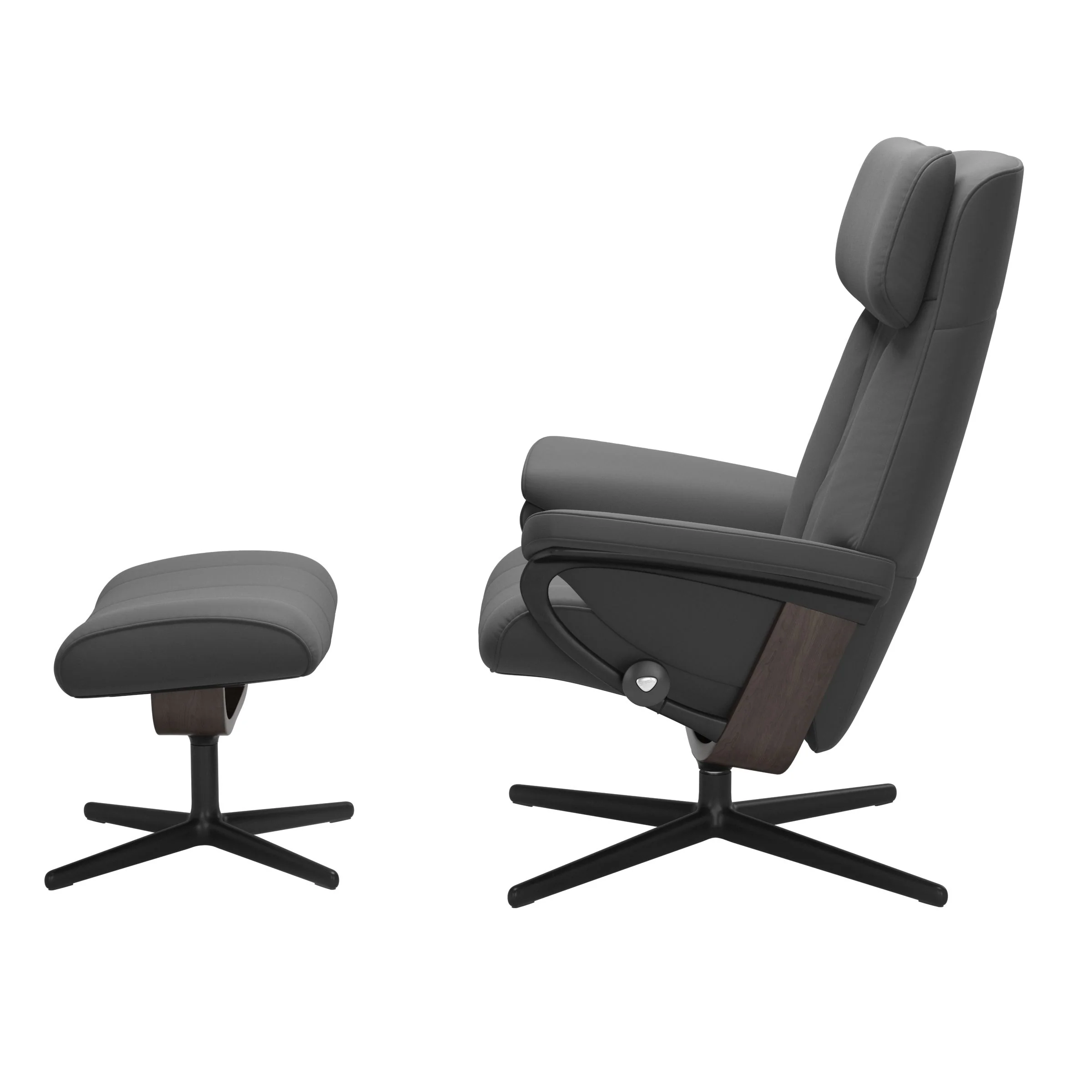 Stressless Paul Cross Sessel mit Hocker M Leder Batick Wenge Mattschwarz