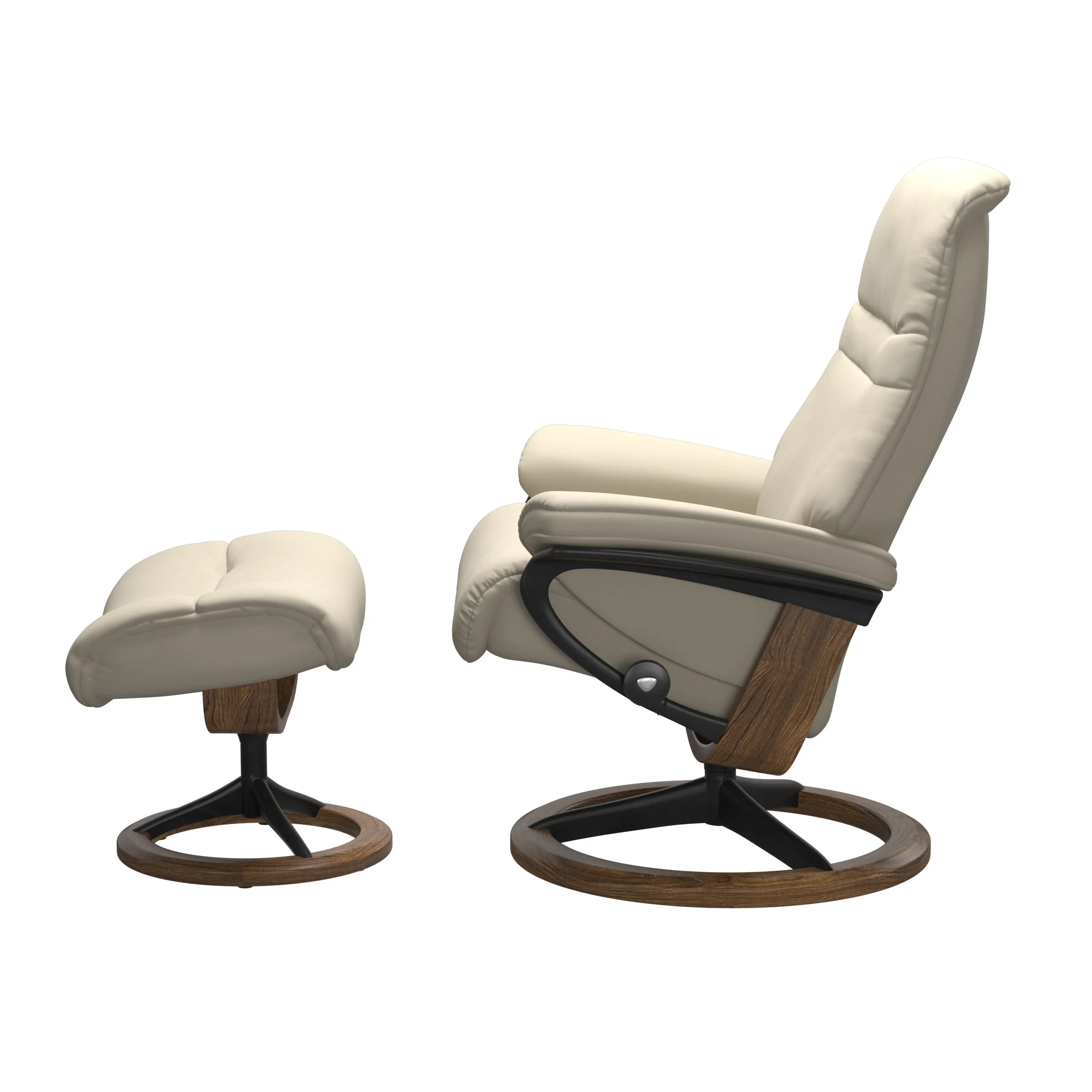 Stressless Sunrise Signature Sessel mit Hocker M Leder Batick Cream Teak Mattschwarz