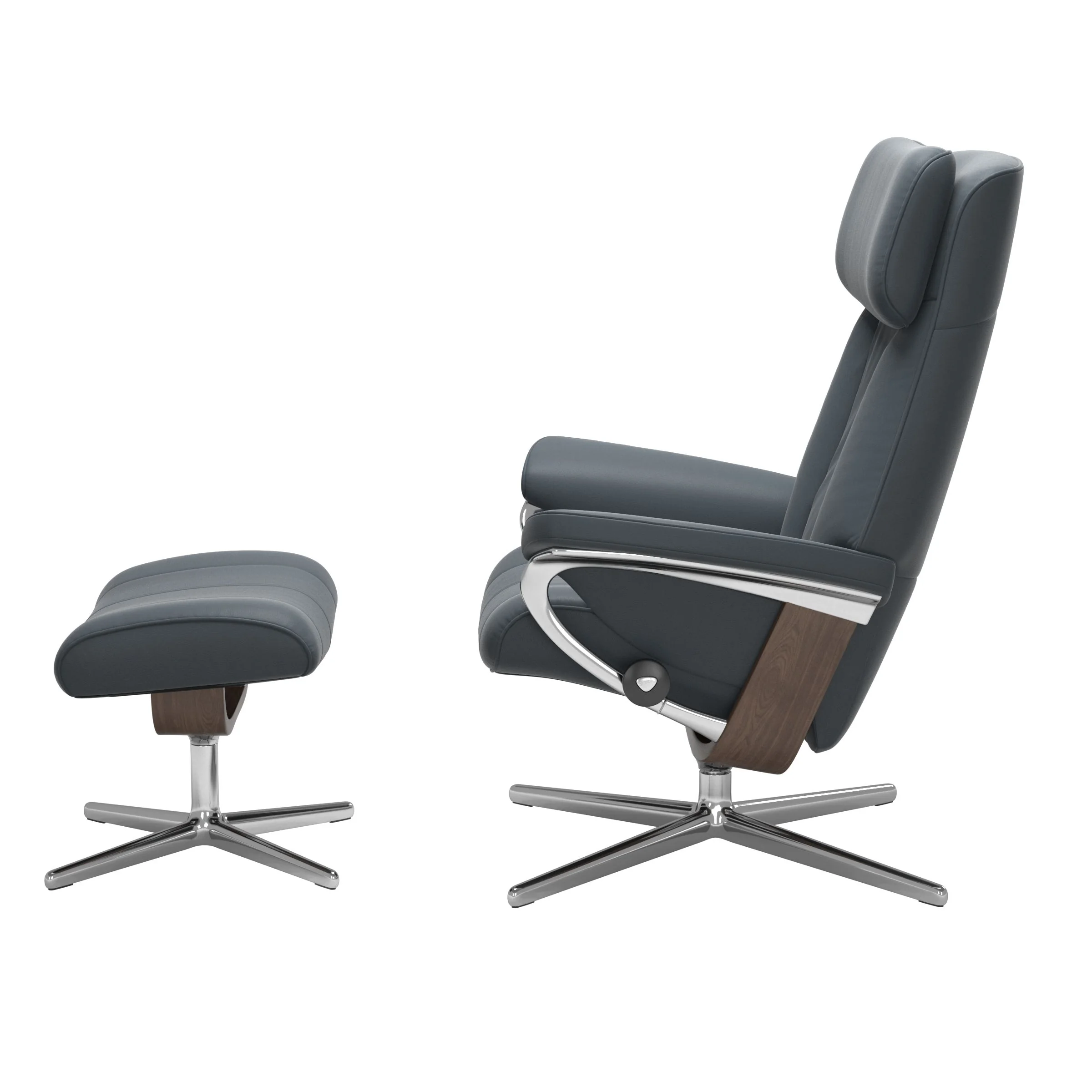 Stressless Paul Cross Sessel mit Hocker M Leder Batick Walnuss Chrom