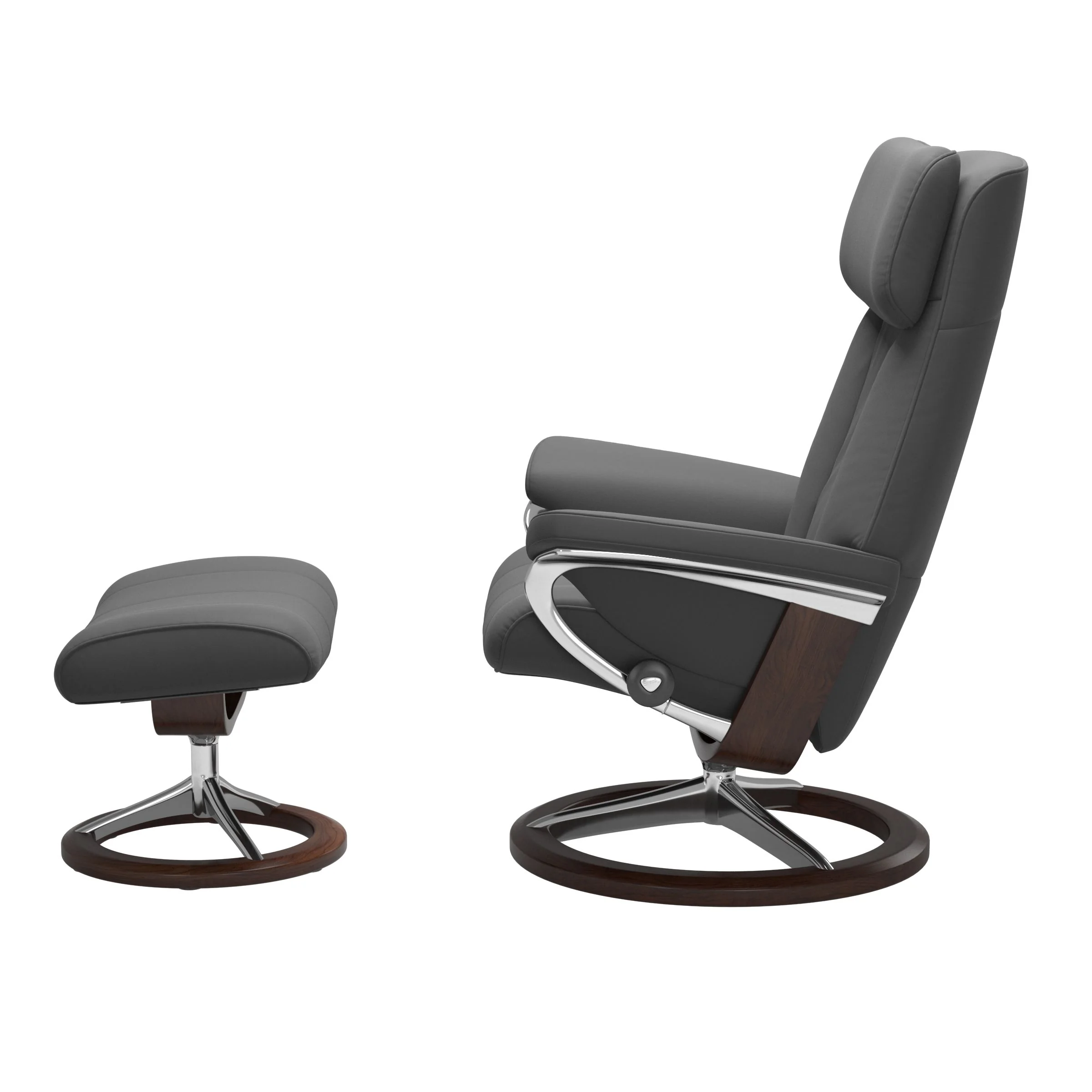 Stressless Paul Signature Sessel mit Hocker M Leder Batick Braun Chrom