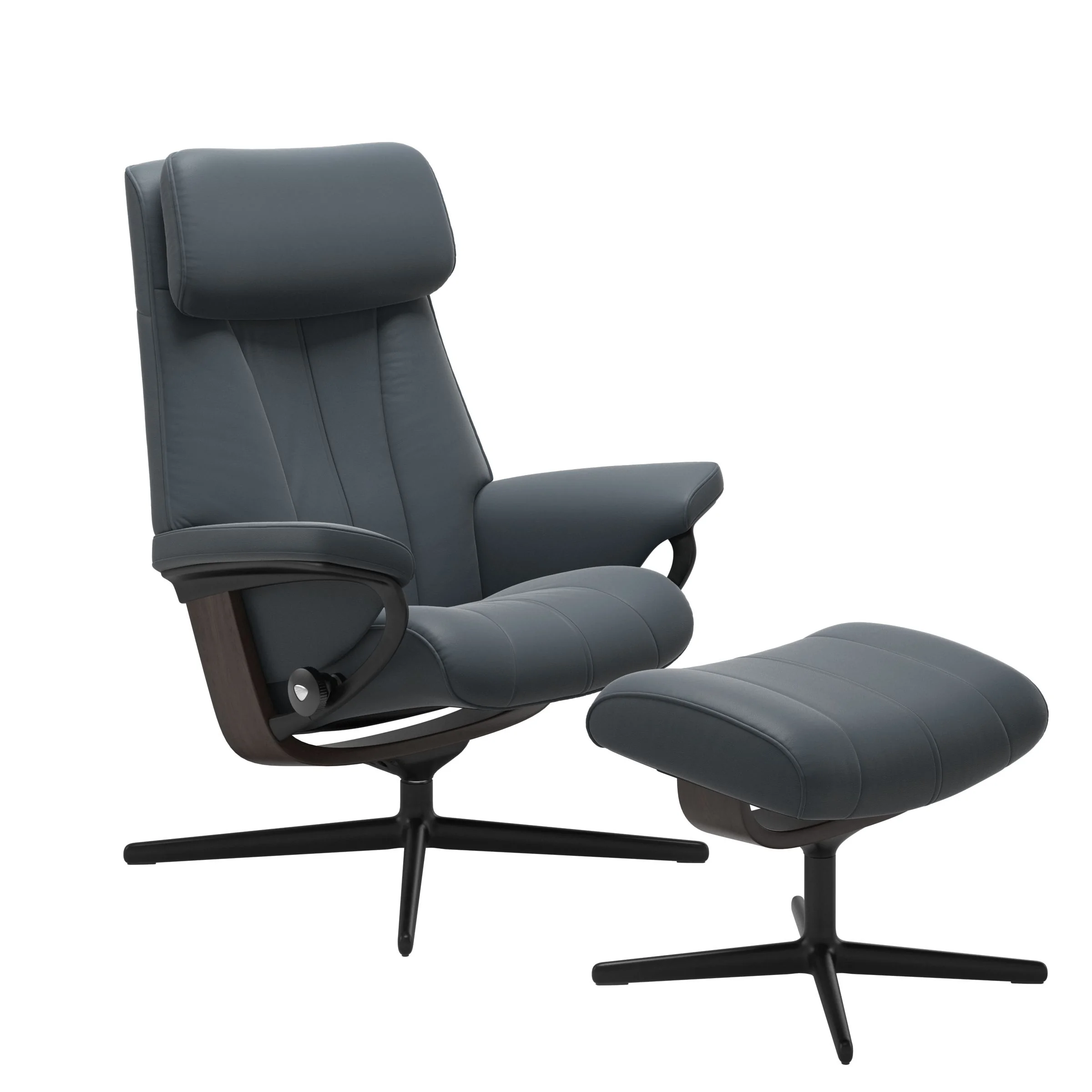 Stressless Paul Cross Sessel mit Hocker M Leder Batick Wenge Mattschwarz
