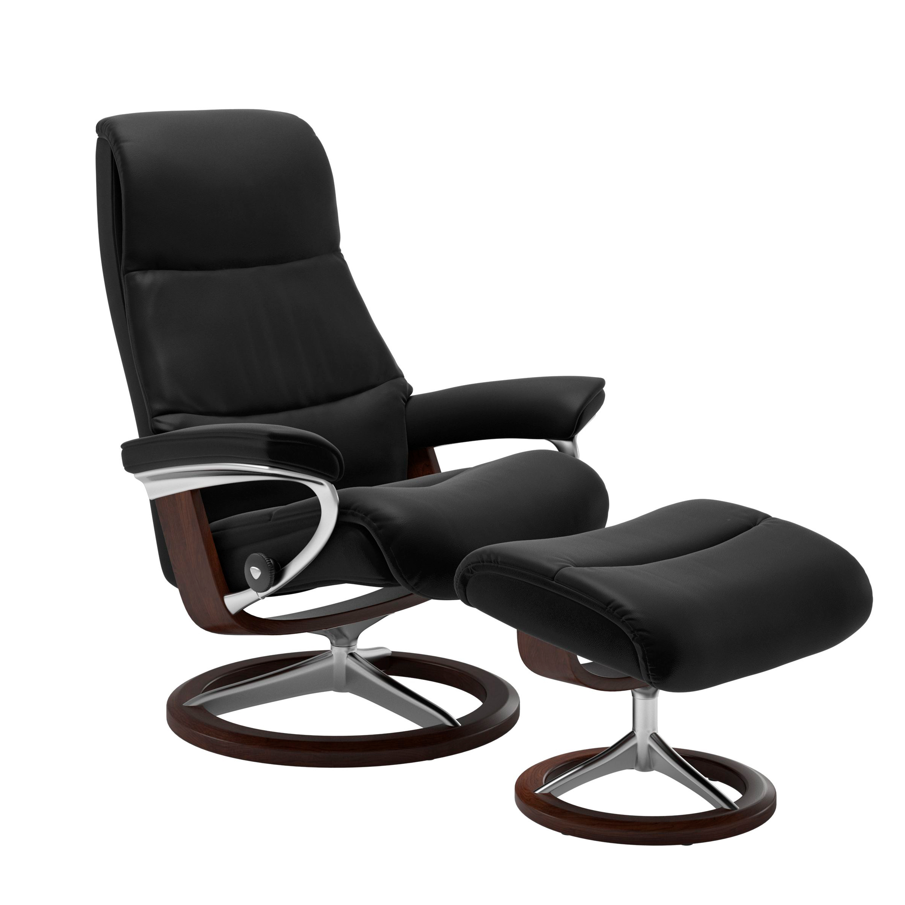 Stressless View Signature Sessel mit Hocker M Leder Paloma Black Braun Chrom