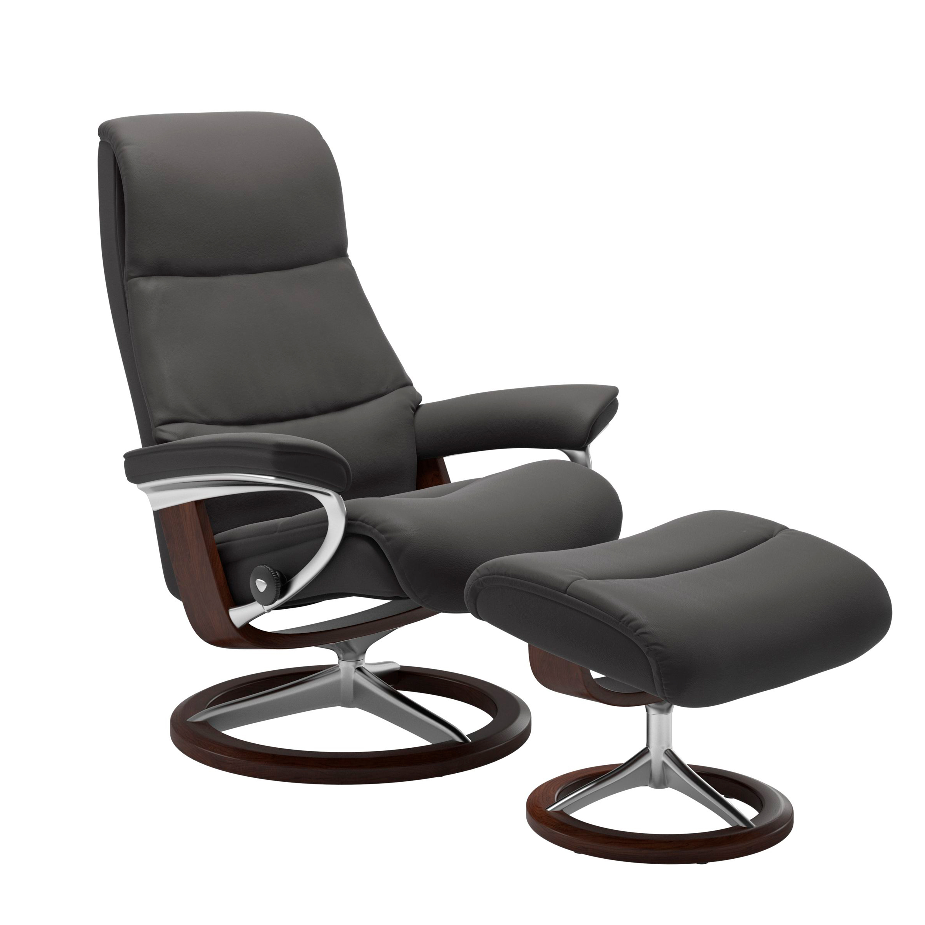 Stressless View Signature Sessel mit Hocker M Leder Paloma Rock Braun Chrom