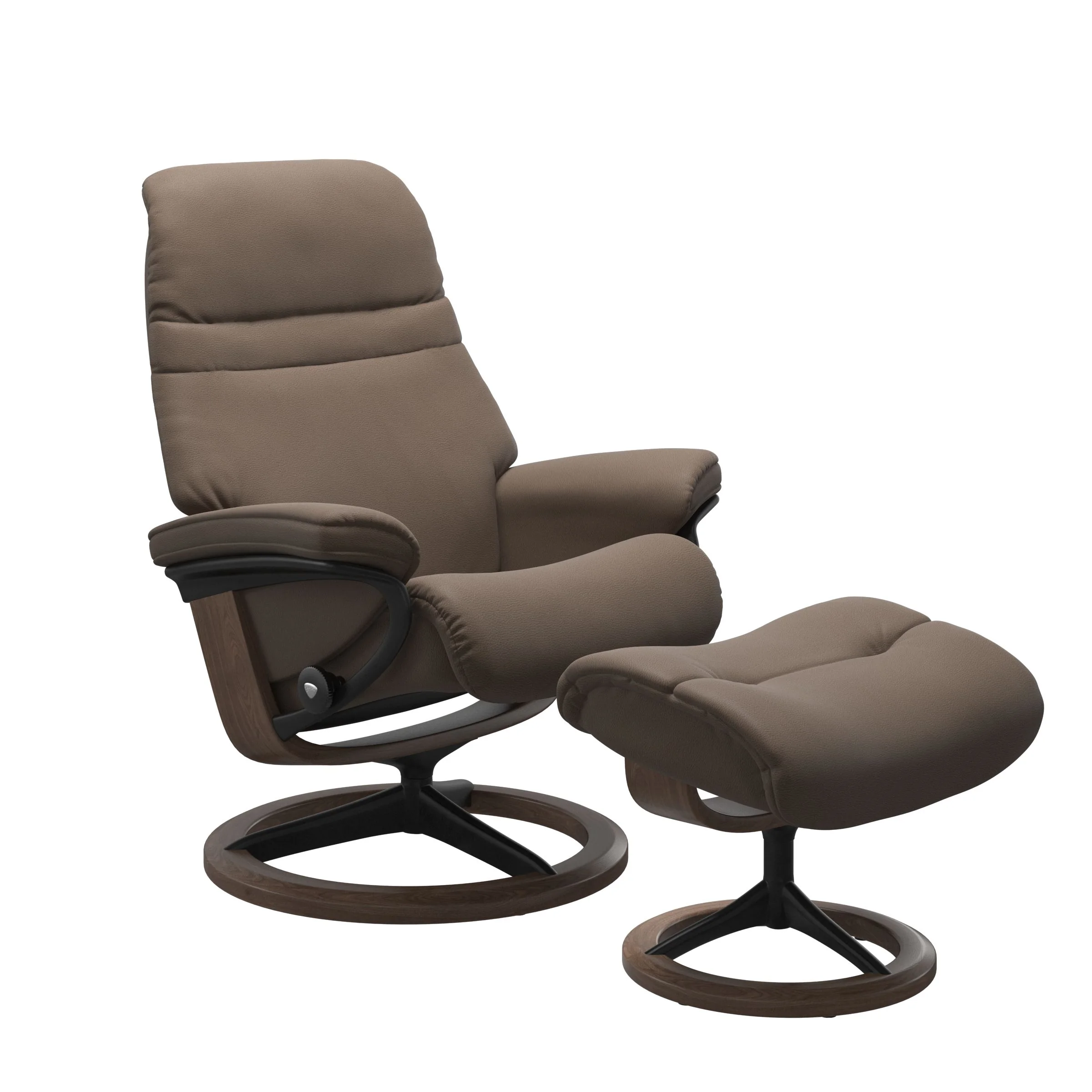 Stressless Sunrise Signature Sessel mit Hocker M Leder Batick Mole Walnuss Mattschwarz