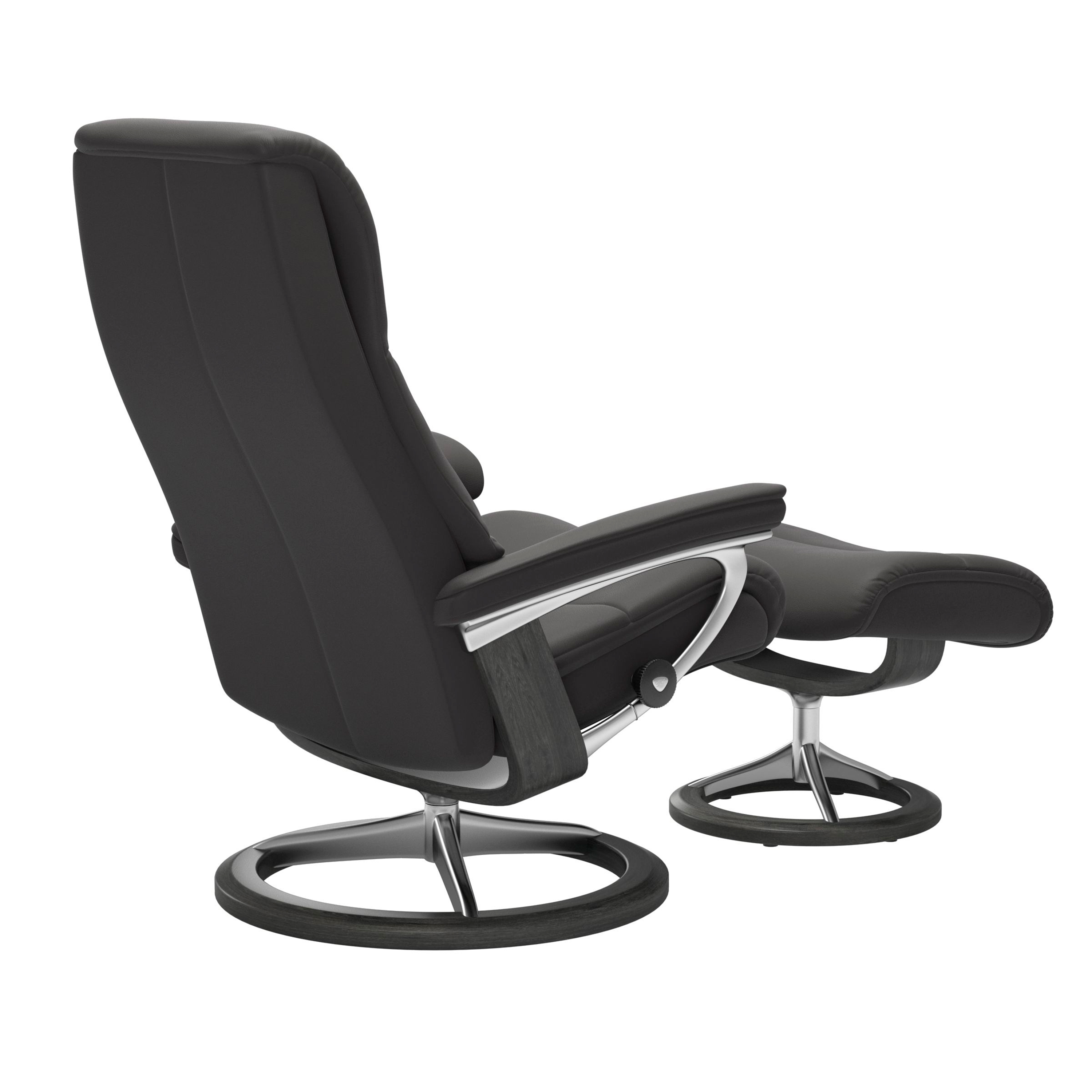 Stressless View Signature Sessel mit Hocker M Leder Paloma Rock Grau Chrom