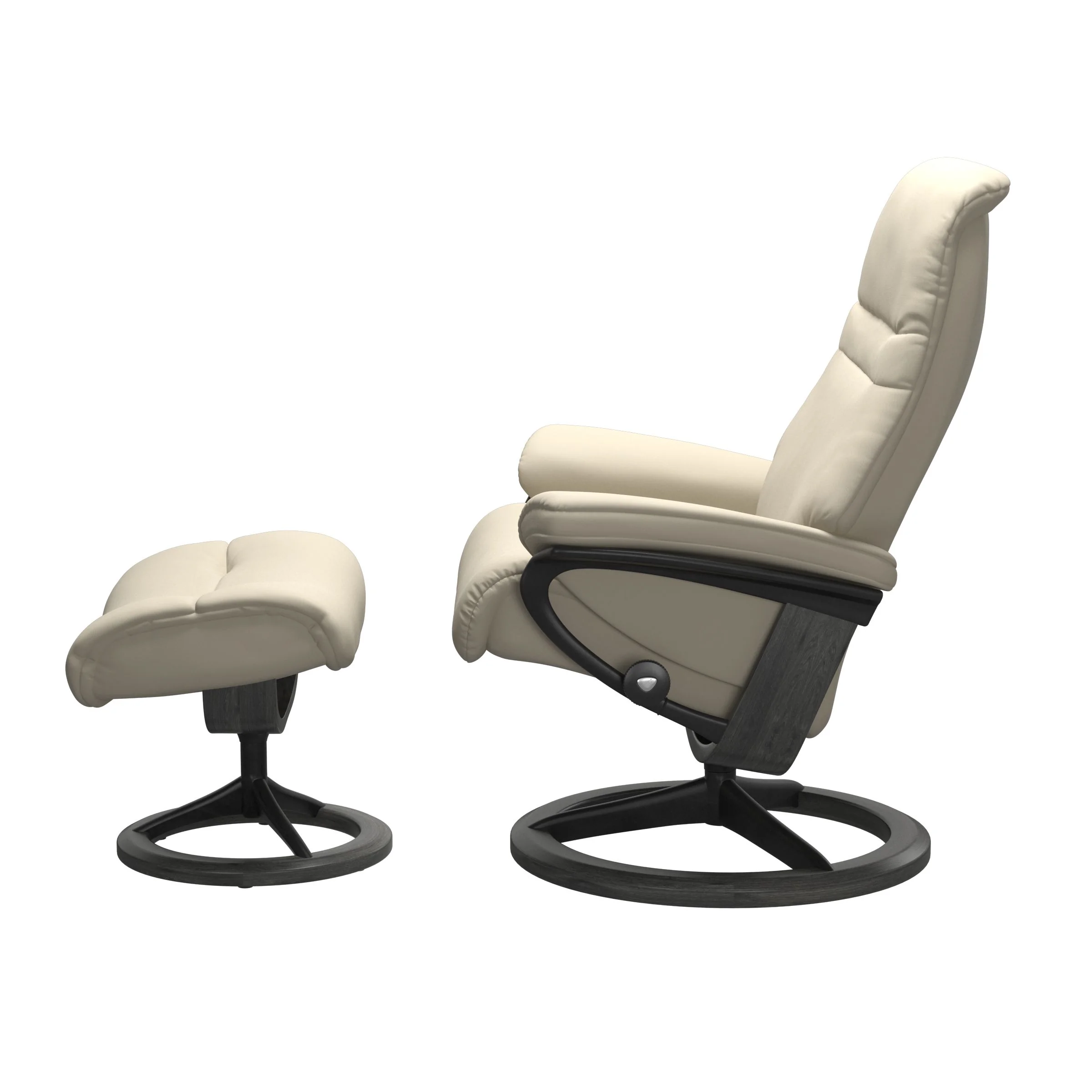 Stressless Sunrise Signature Sessel mit Hocker M Leder Batick Cream Grau Mattschwarz
