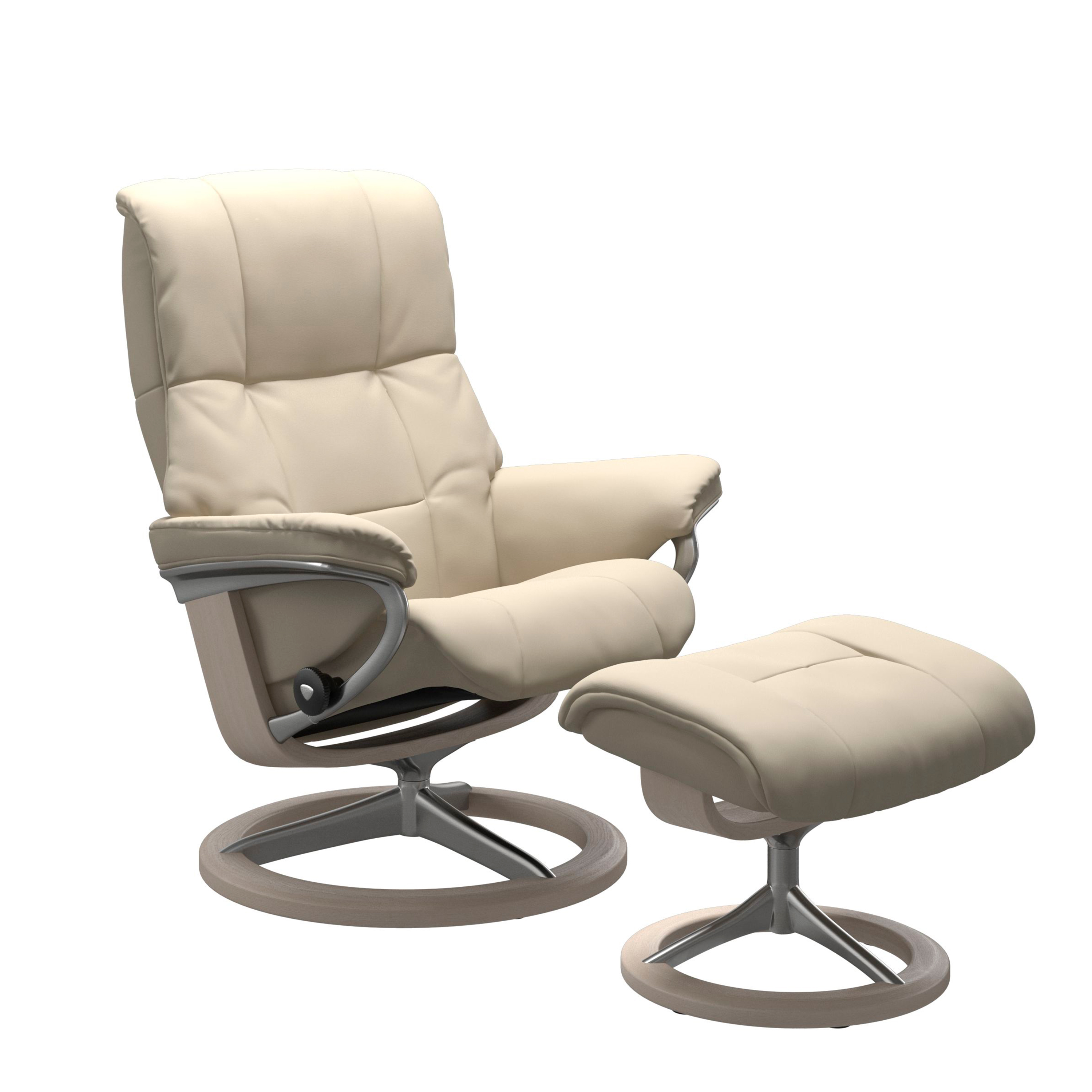 Stressless Mayfair Signature Sessel mit Hocker M Leder Batick Cream Whitewash Chrom
