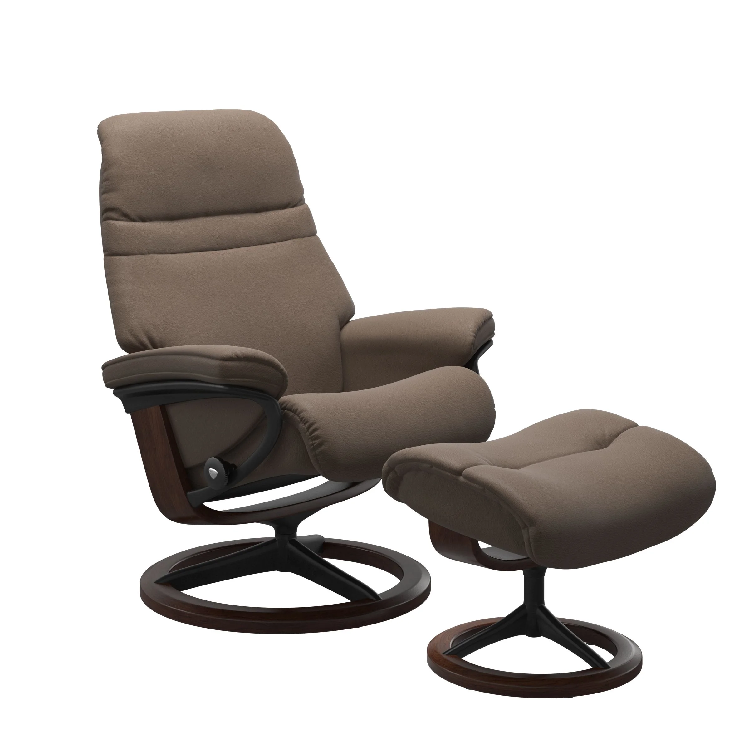 Stressless Sunrise Signature Sessel mit Hocker M Leder Batick Mole Braun Mattschwarz