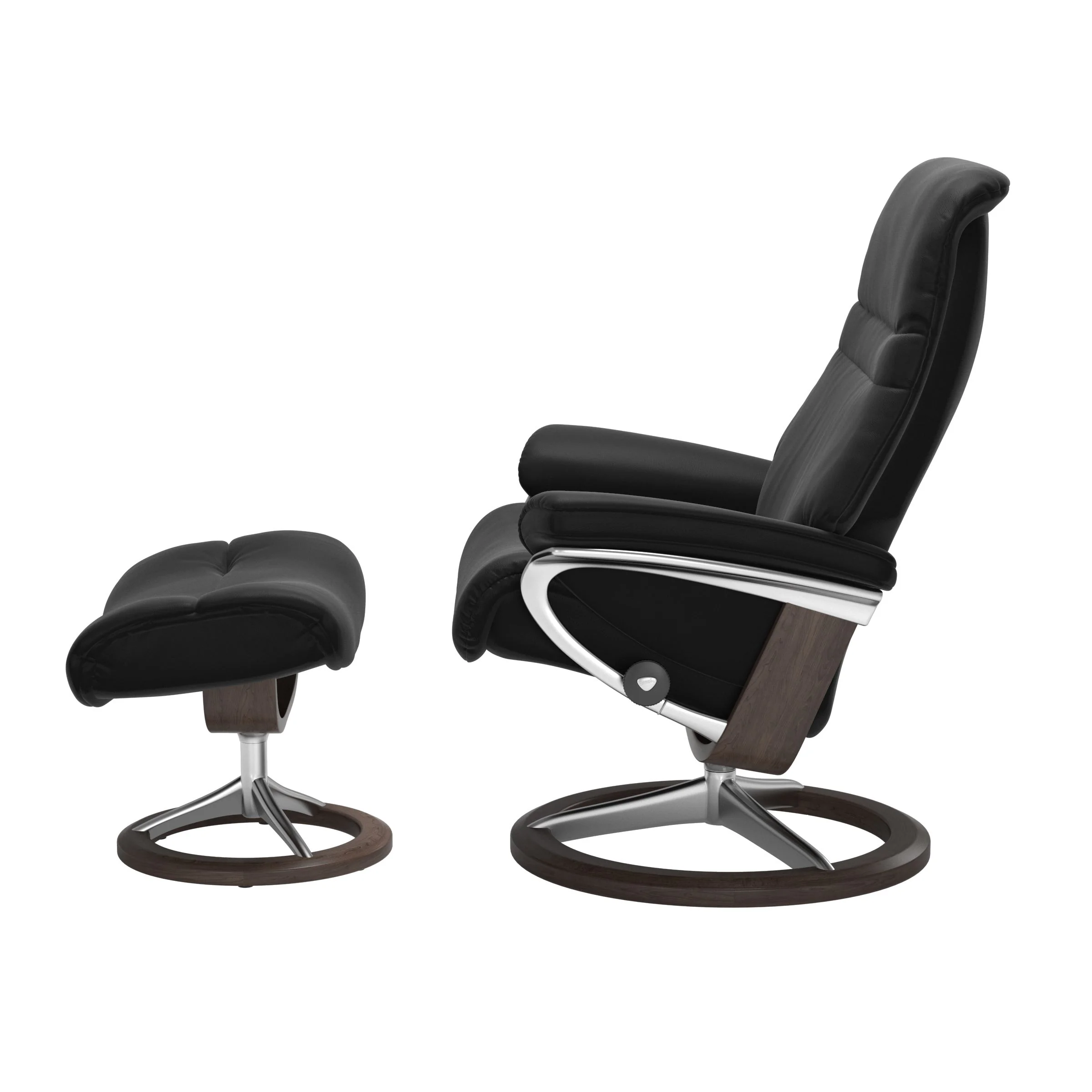 Stressless Sunrise Signature Sessel mit Hocker M Leder Paloma Black Wenge Chrom