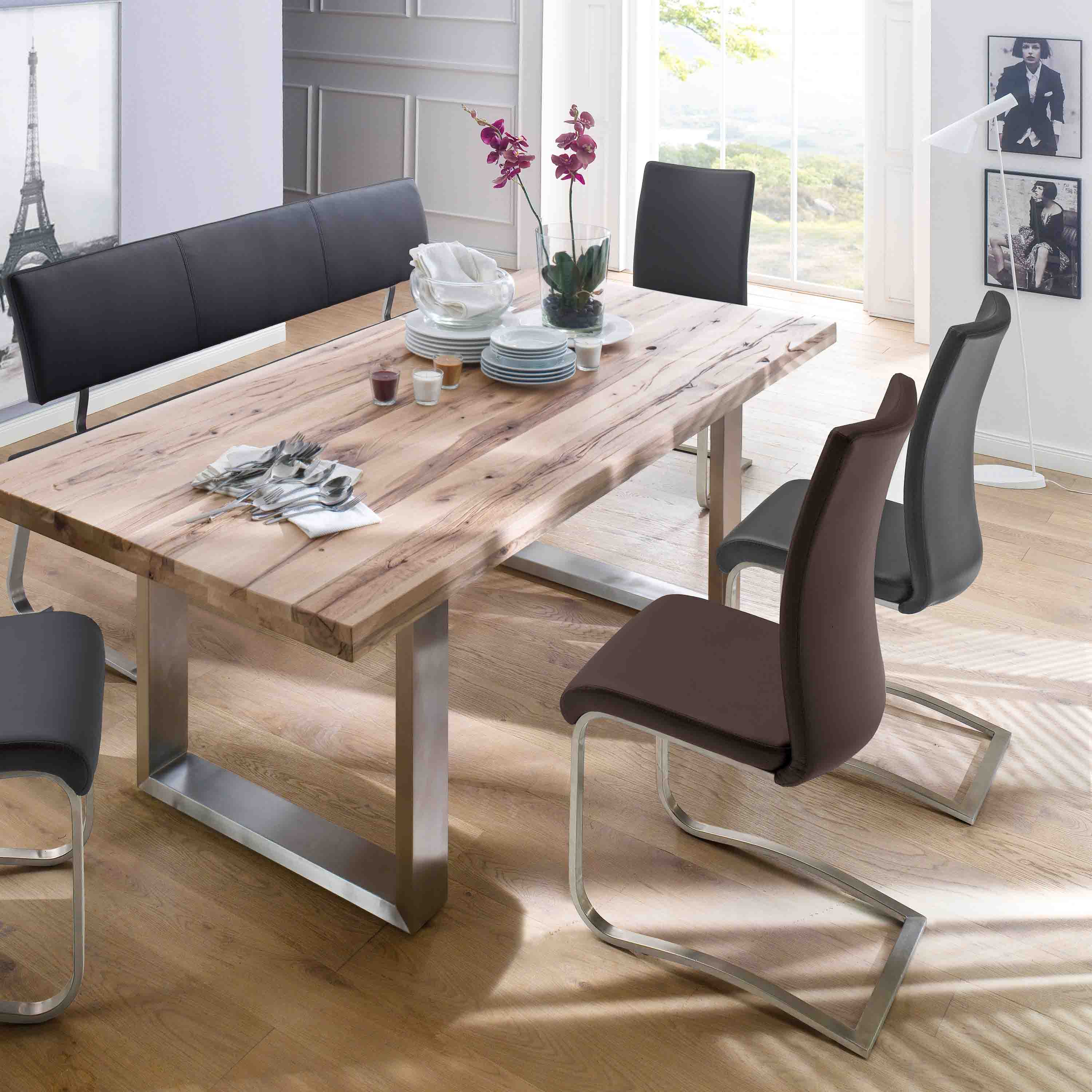 MCA Furniture Schwingstuhl Arco 2er-Set Braun