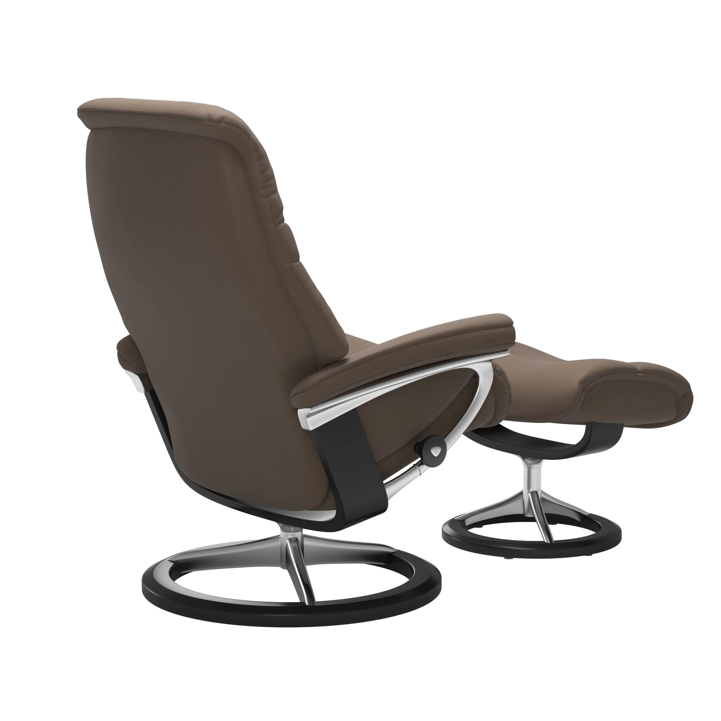 Stressless Sunrise Signature Sessel mit Hocker M Leder Batick Mole Schwarz Chrom