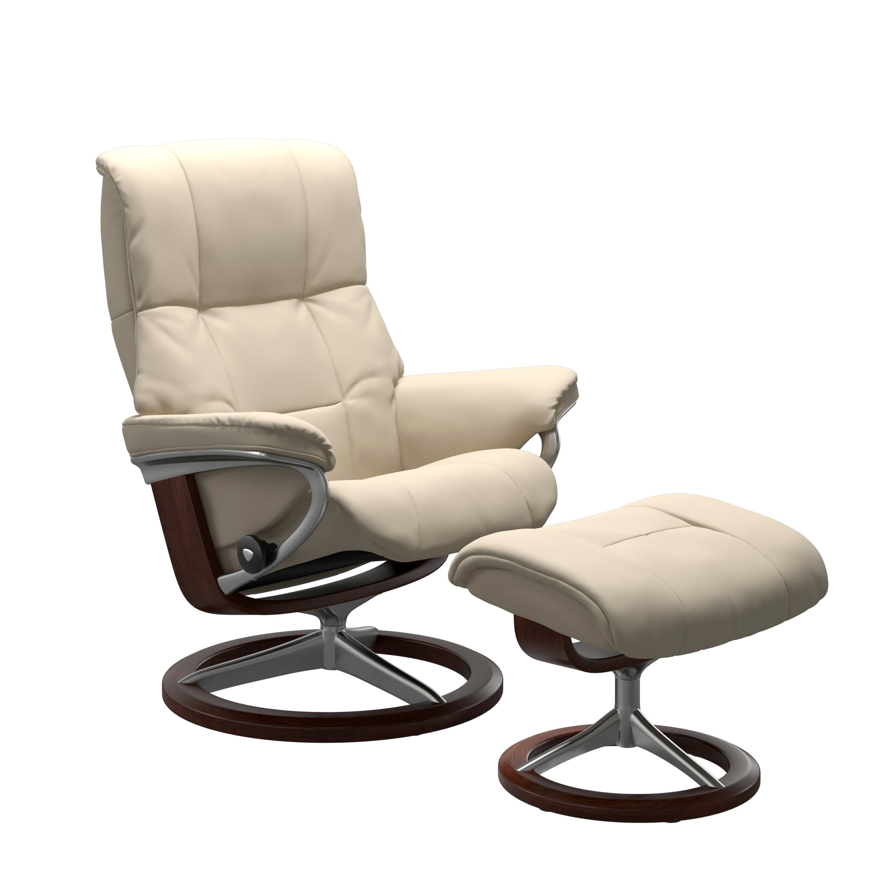 Stressless Mayfair Signature Sessel mit Hocker M Leder Batick Cream Braun Chrom