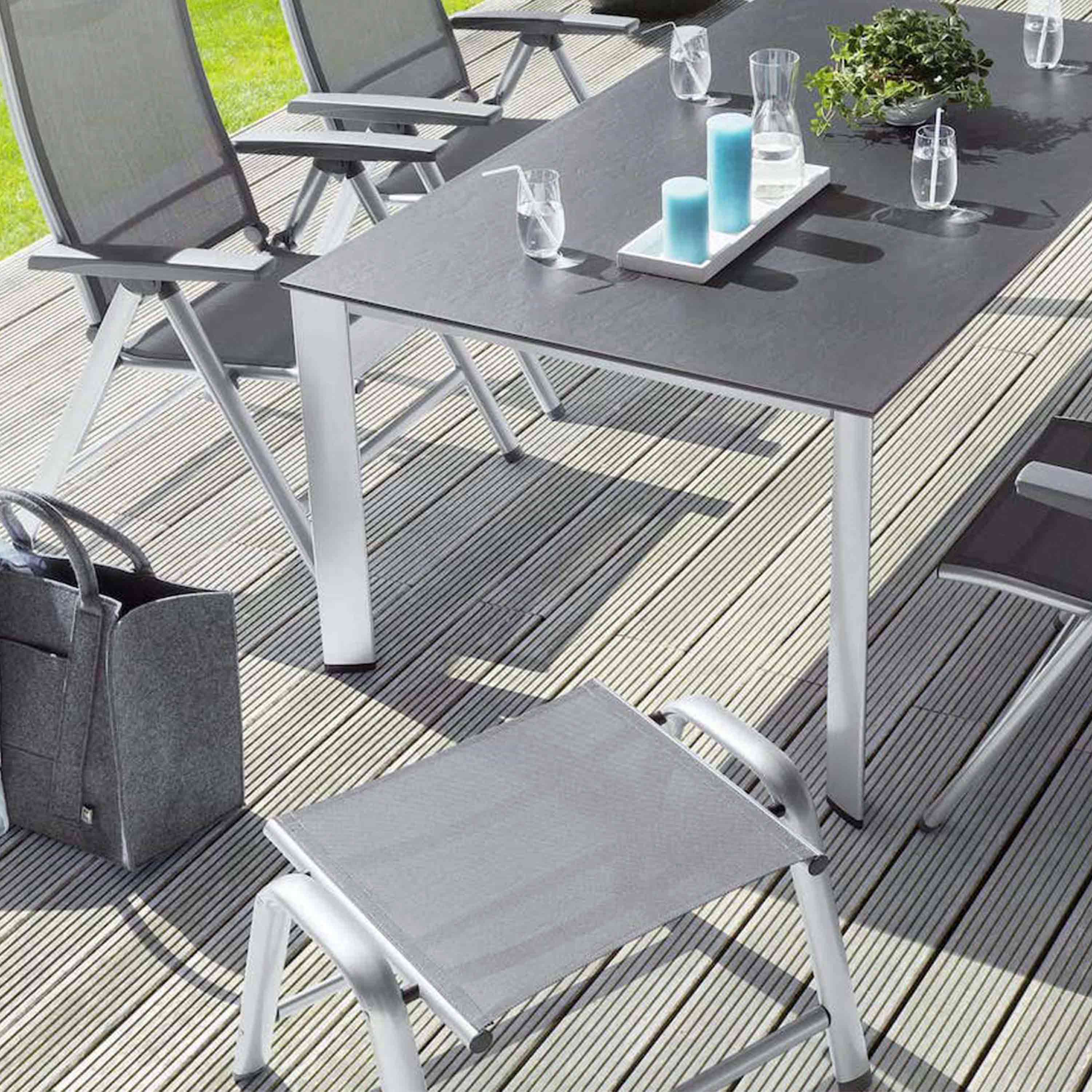 Kettler Gartenhocker Cirrus Silber/Anthrazit-Grau