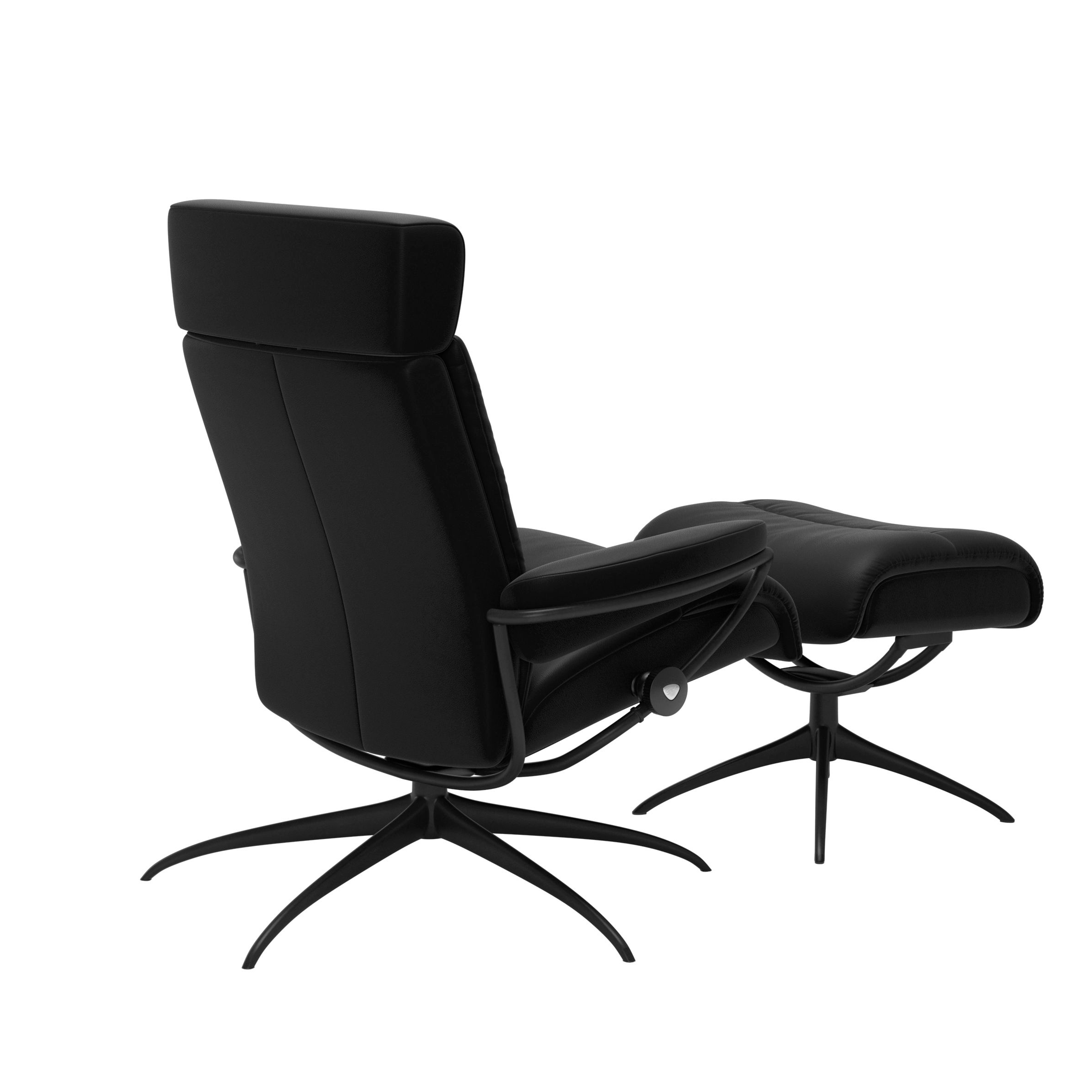 Stressless Tokyo Star-Gestell verstellbare Kopfstütze M Leder Paloma Black Mattschwarz