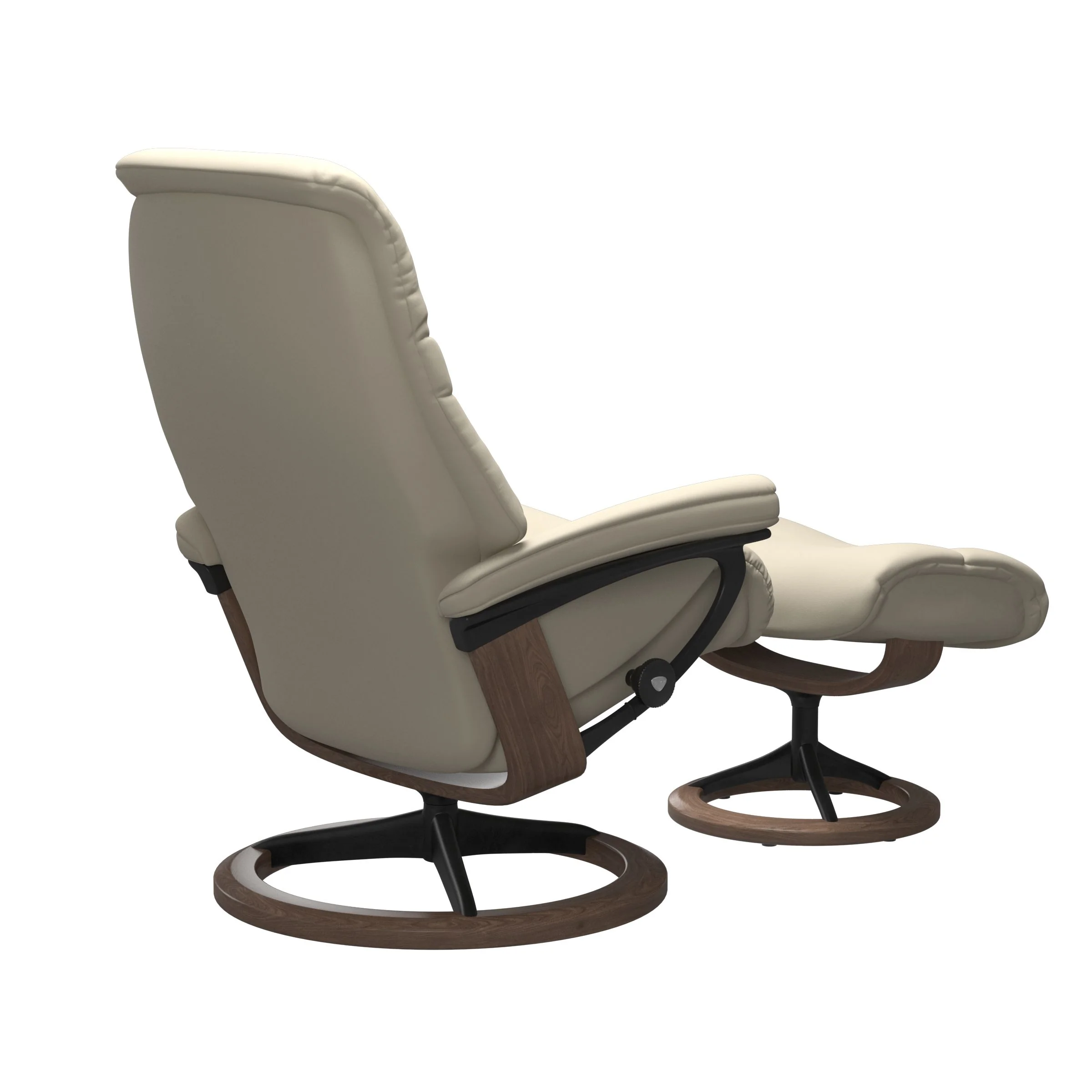 Stressless Sunrise Signature Sessel mit Hocker M Leder Batick Cream Walnuss Mattschwarz