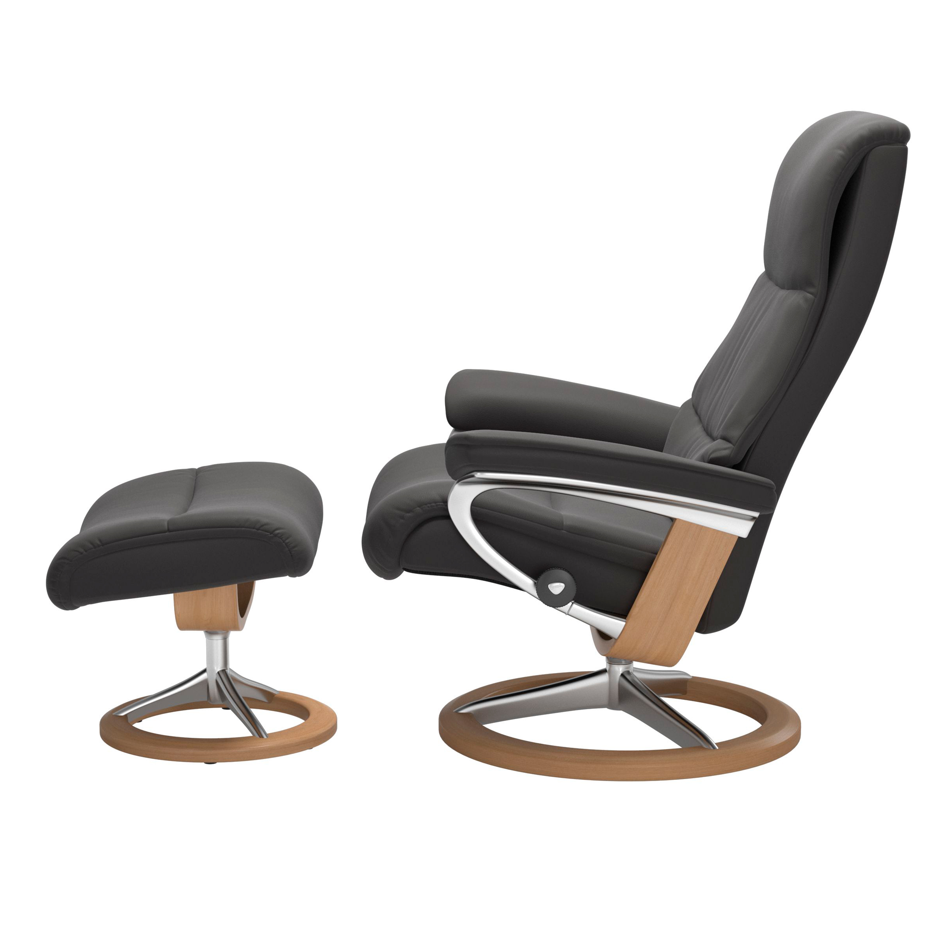 Stressless View Signature Sessel mit Hocker M Leder Paloma Rock Eiche Chrom
