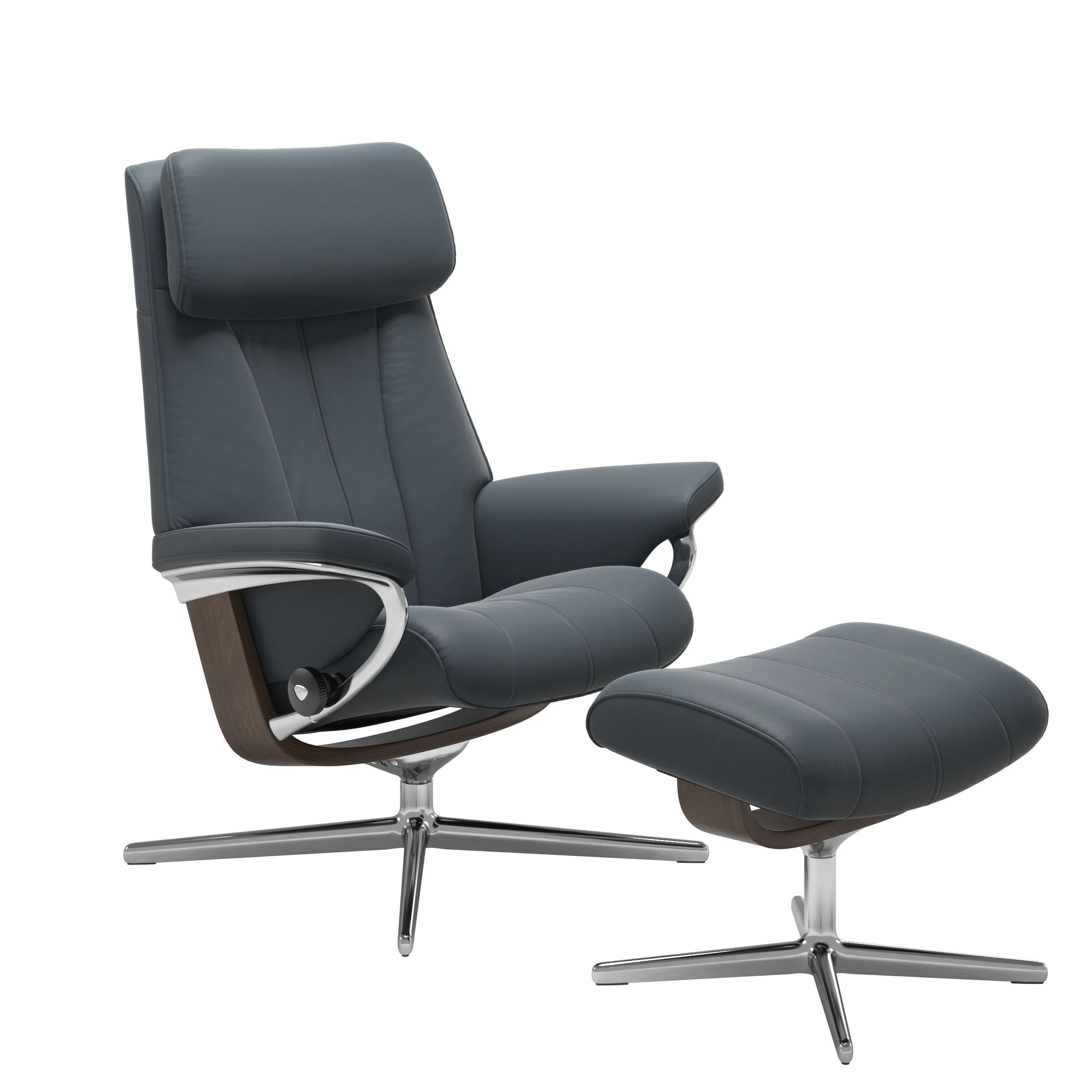 Stressless Paul Cross Sessel mit Hocker M Leder Batick Walnuss Chrom