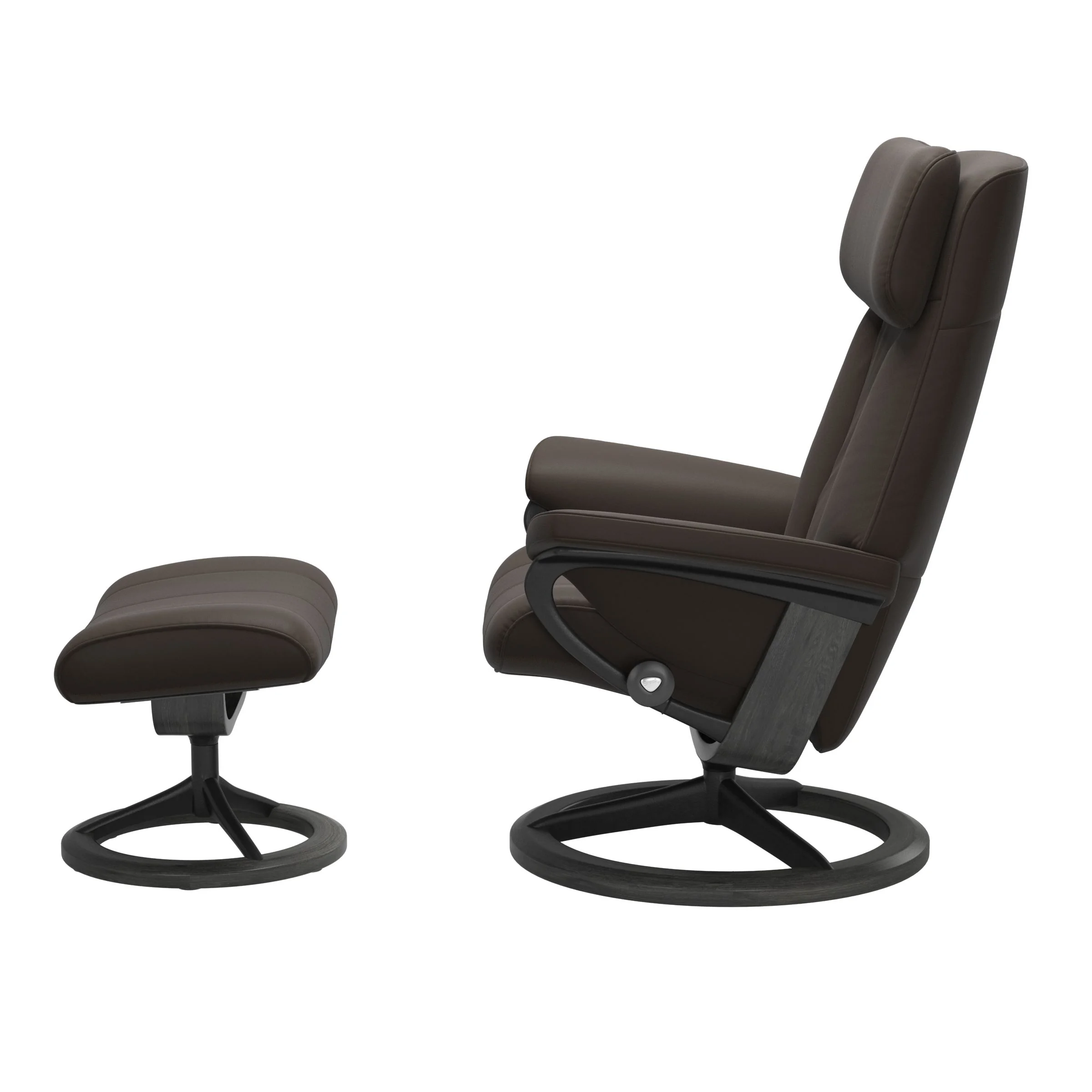 Stressless Paul Signature Sessel mit Hocker M Leder Batick Grau Mattschwarz