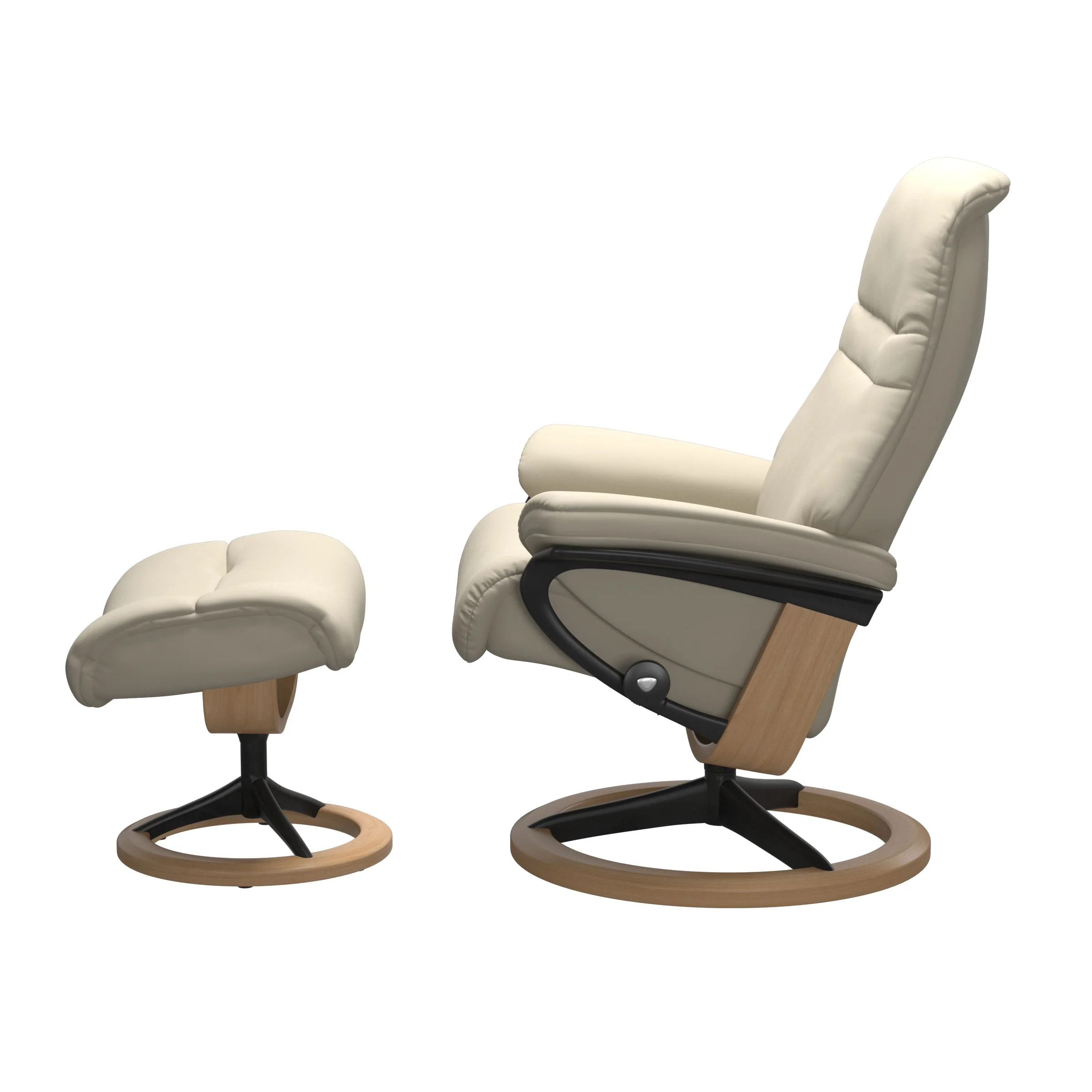 Stressless Sunrise Signature Sessel mit Hocker M Leder Batick Cream Eiche Mattschwarz