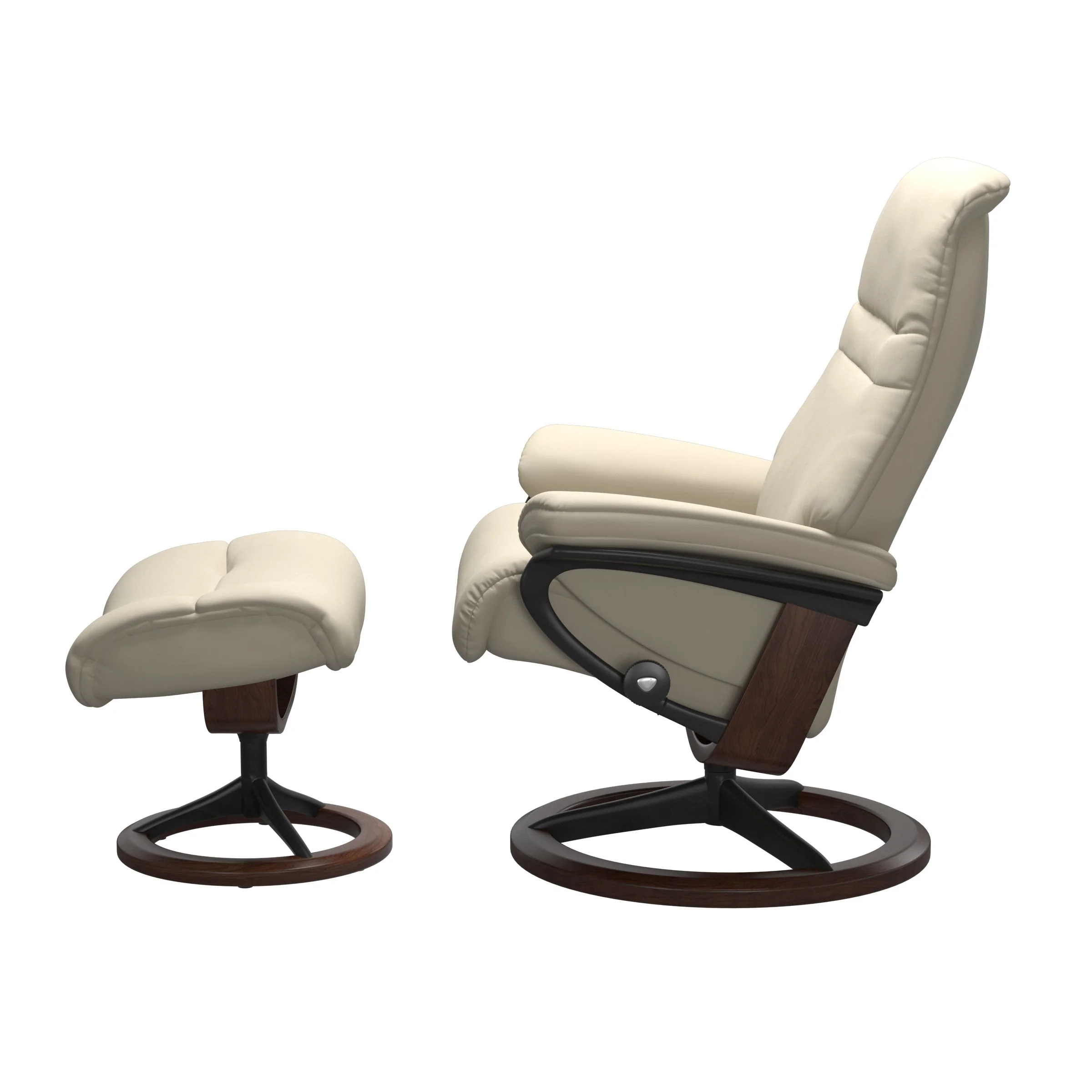 Stressless Sunrise Signature Sessel mit Hocker M Leder Batick Cream Braun Mattschwarz