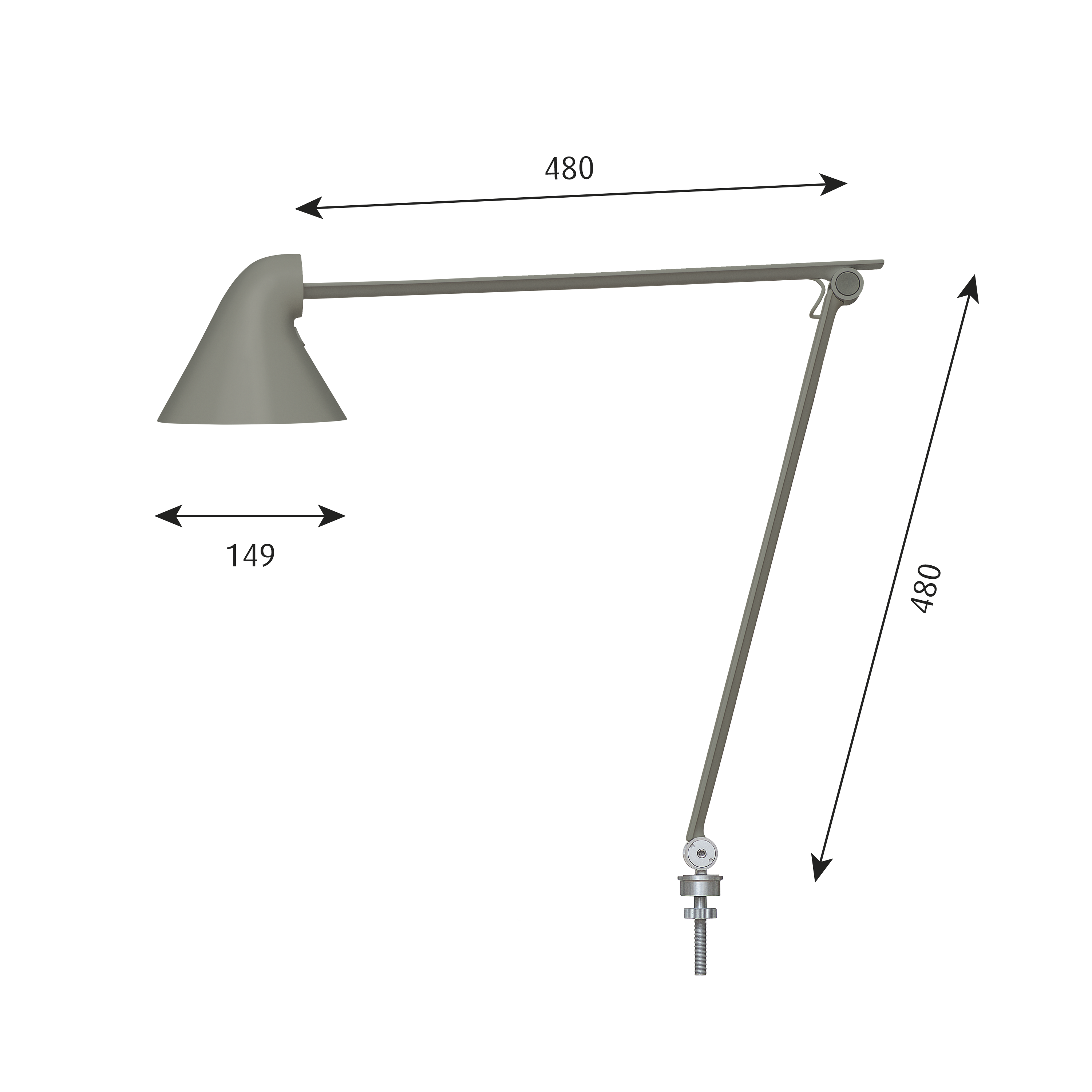 Louis Poulsen Tischleuchte NJP PIN Ø40 Dunkel Aluminium