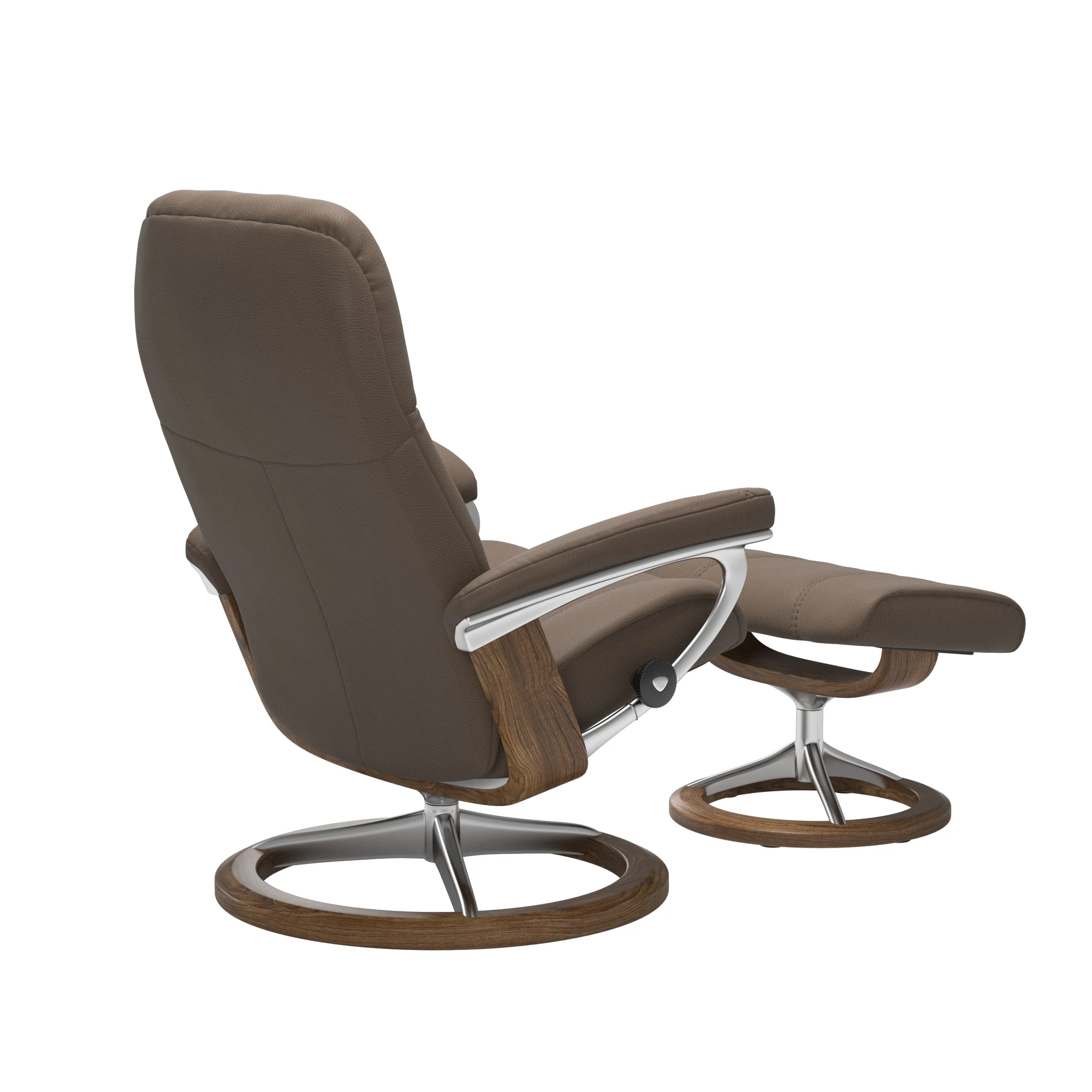 Stressless Consul Signature Sessel mit Hocker M Leder Batick Mole Teak Chrom